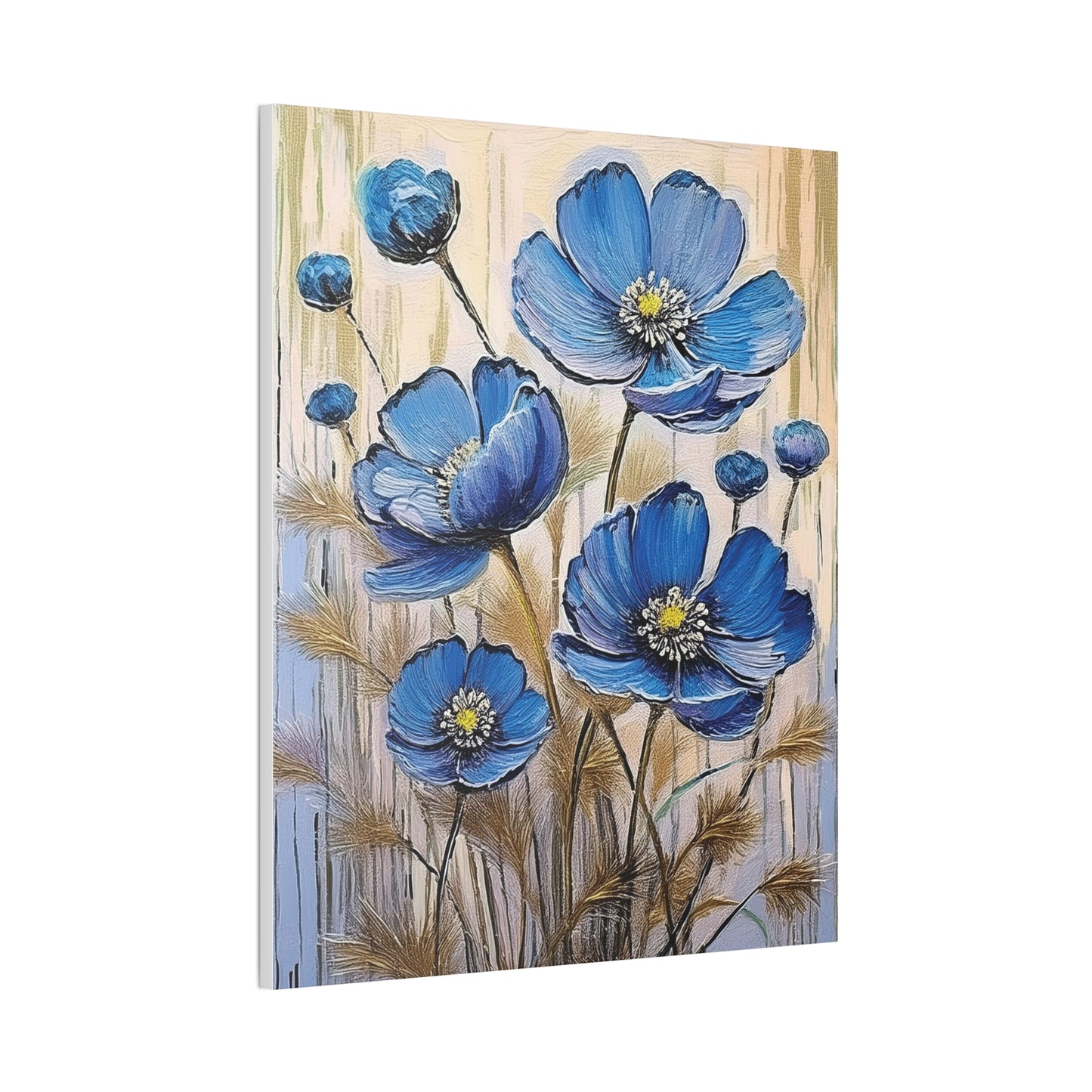 Floral Canvas Art Print, Blue Flower Wall Decor, Botanical Home Decor, Gift for Her, Living Room Artwork