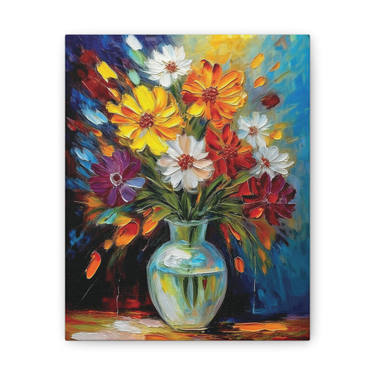 Vibrant Floral Canvas Art, Colorful Home Decor, Flower Wall Art, Bright Room Accent, Unique Gift, Art for All Occasions