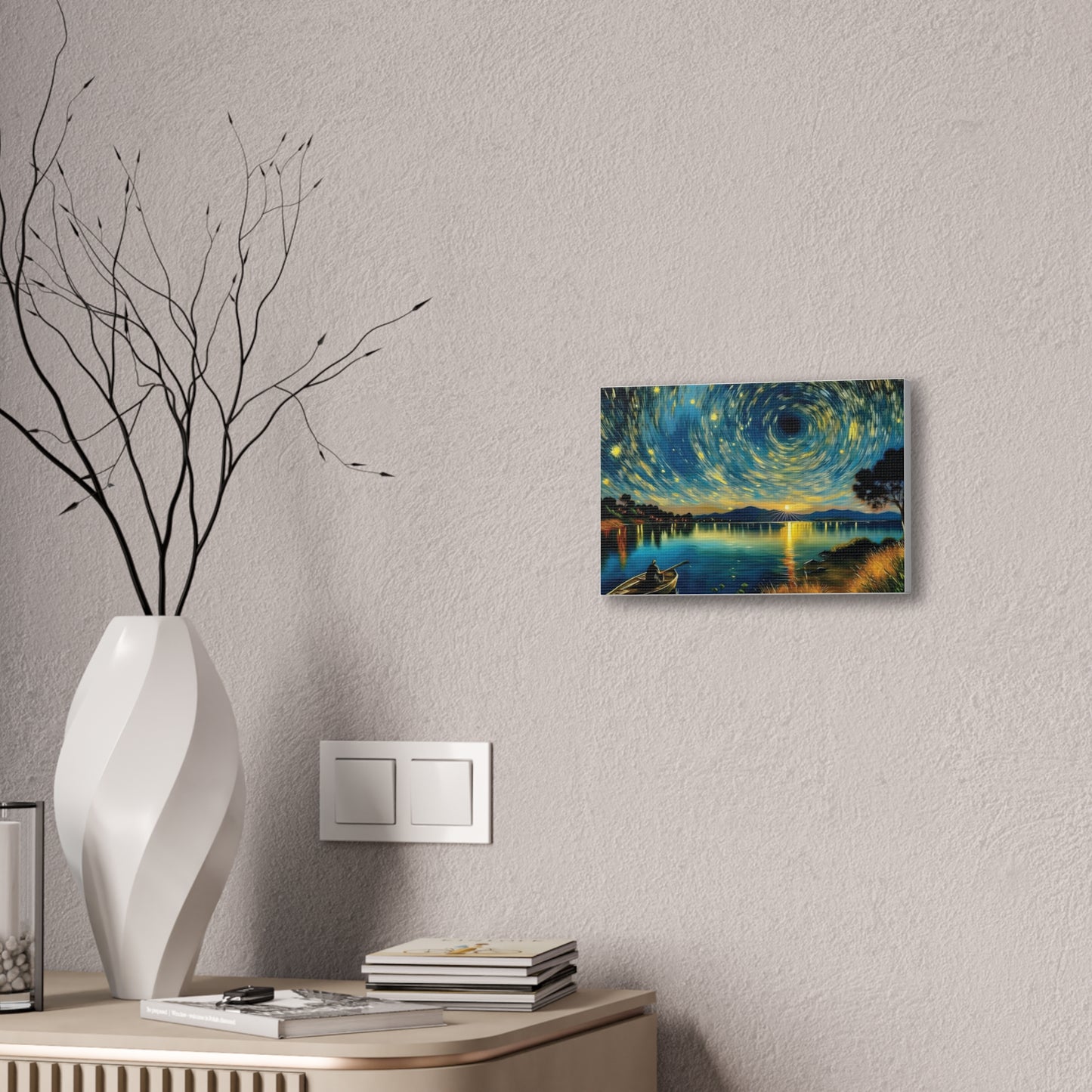 Starry Night Canvas Art - Stunning Wall Decor, Perfect Gift for Home, Office, Art Lovers, Night Sky, Space Enthusiasts