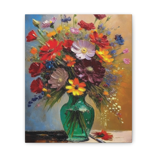 Floral Canvas Art Print, Colorful Flower Wall Decor, Home Interior Design, Gift for Art Lovers, Spring Decor