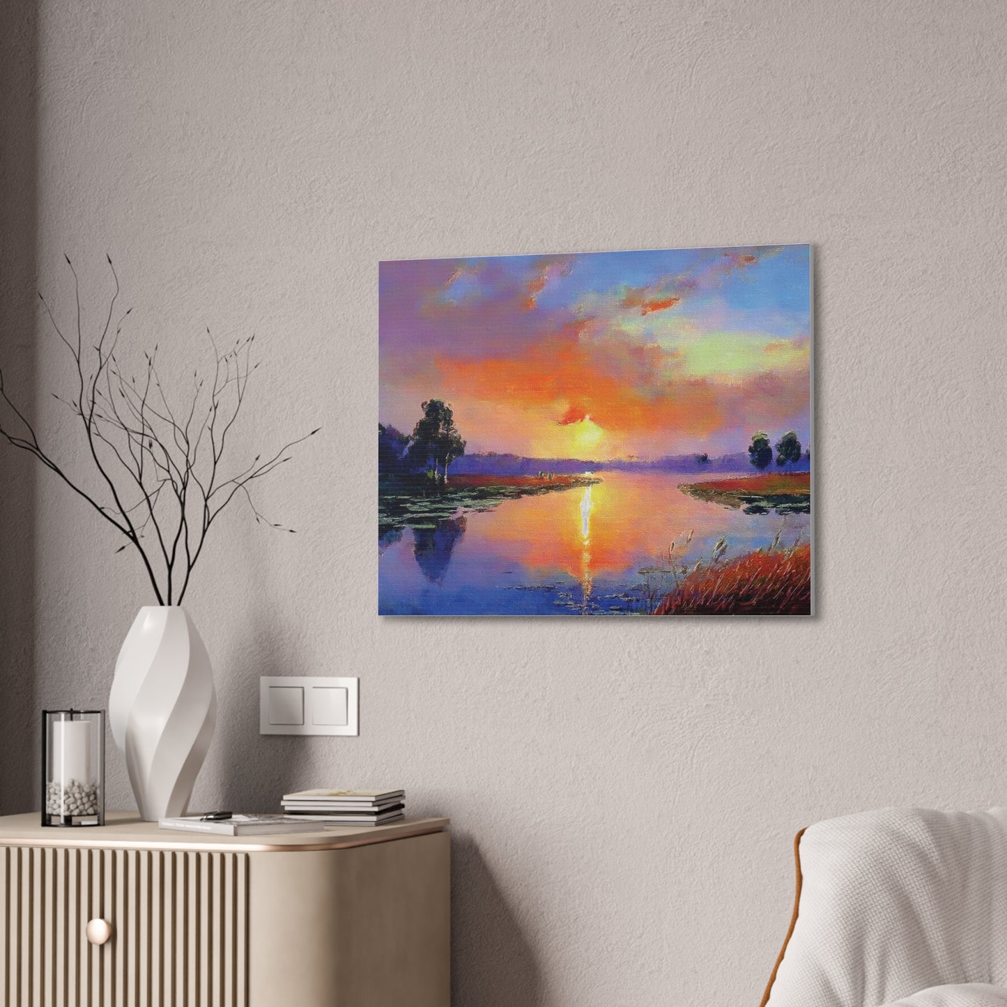 Serene Sunset Canvas Art, Landscape Wall Decor, Nature Lover Gift, Home Wall Art, Tranquil Landscape Painting
