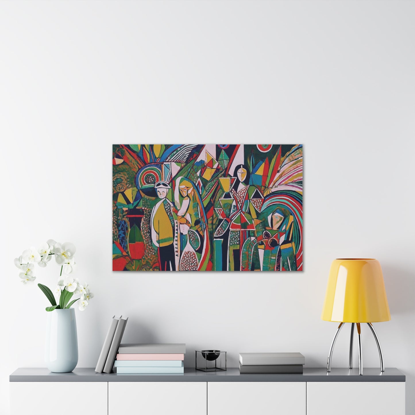 Canvas Print - Colorful Abstract Couple and Lady Standing Away