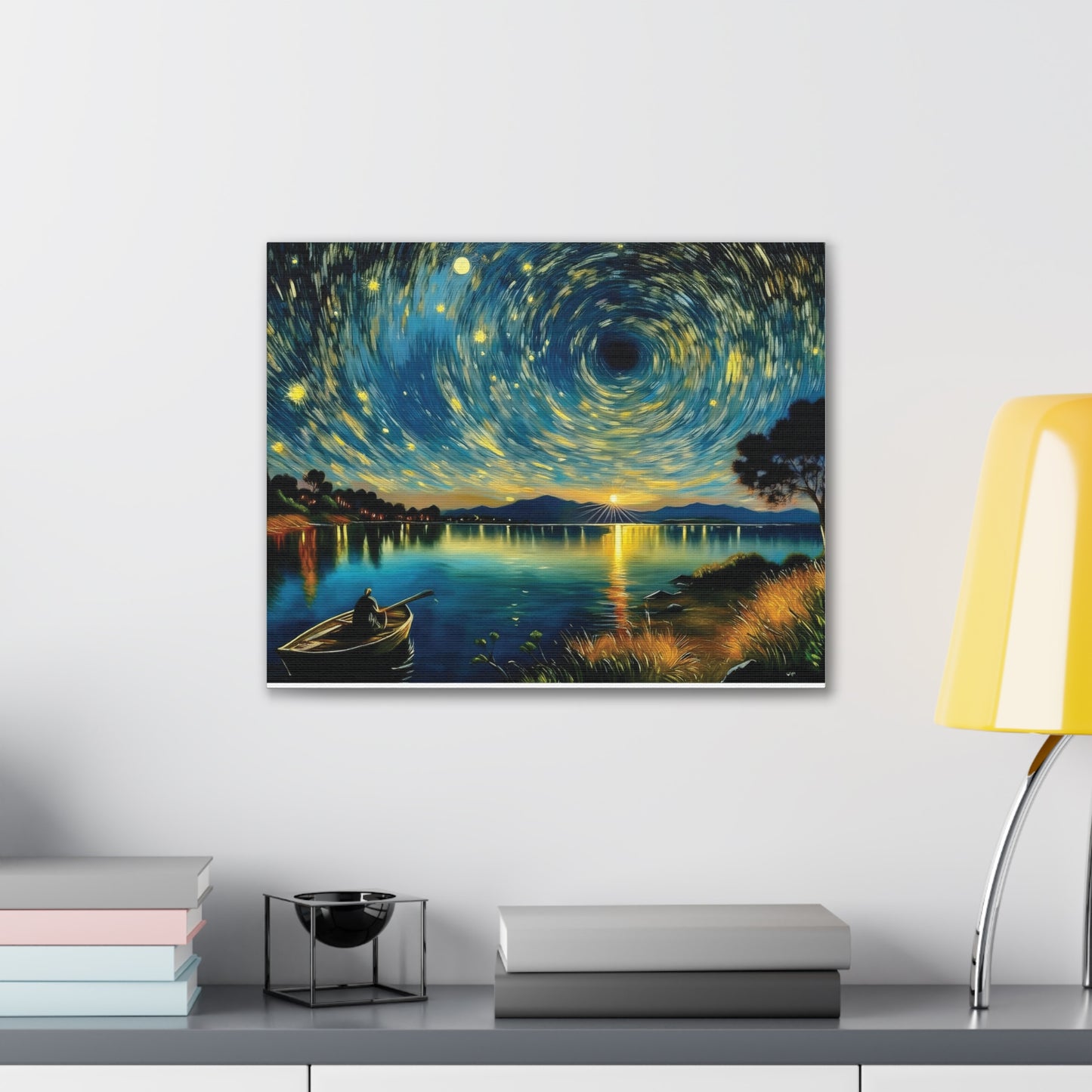 Starry Night Canvas Art - Stunning Wall Decor, Perfect Gift for Home, Office, Art Lovers, Night Sky, Space Enthusiasts