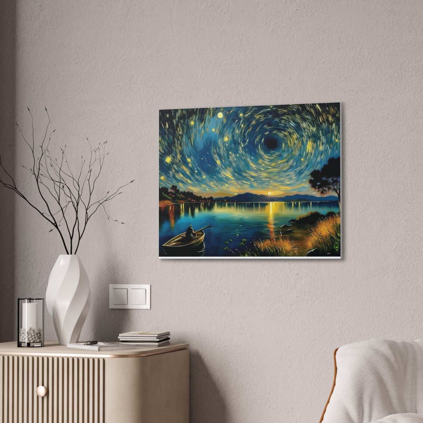 Starry Night Canvas Art - Stunning Wall Decor, Perfect Gift for Home, Office, Art Lovers, Night Sky, Space Enthusiasts