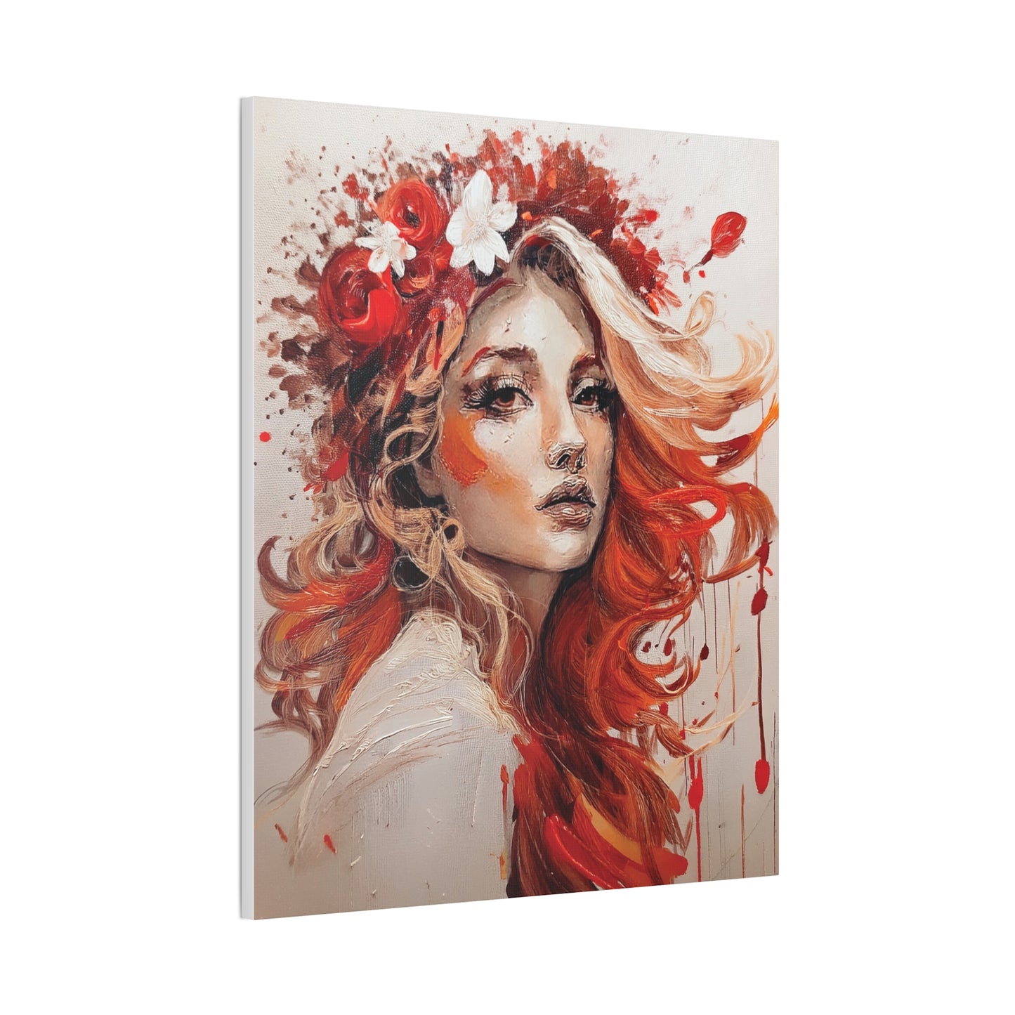 Bohemian Floral Canvas Art Print, Stunning Wall Decor, Gift for Art Lovers, Home Decor, Boho Style, Flower Girl Portrait