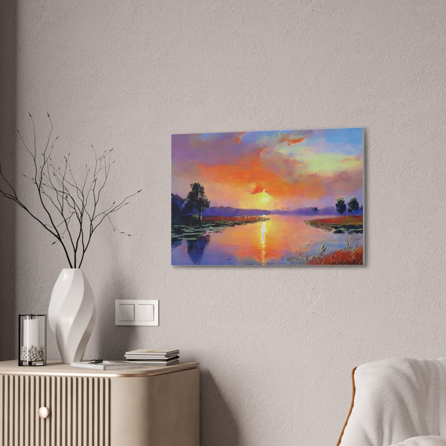 Serene Sunset Canvas Art, Landscape Wall Decor, Nature Lover Gift, Home Wall Art, Tranquil Landscape Painting