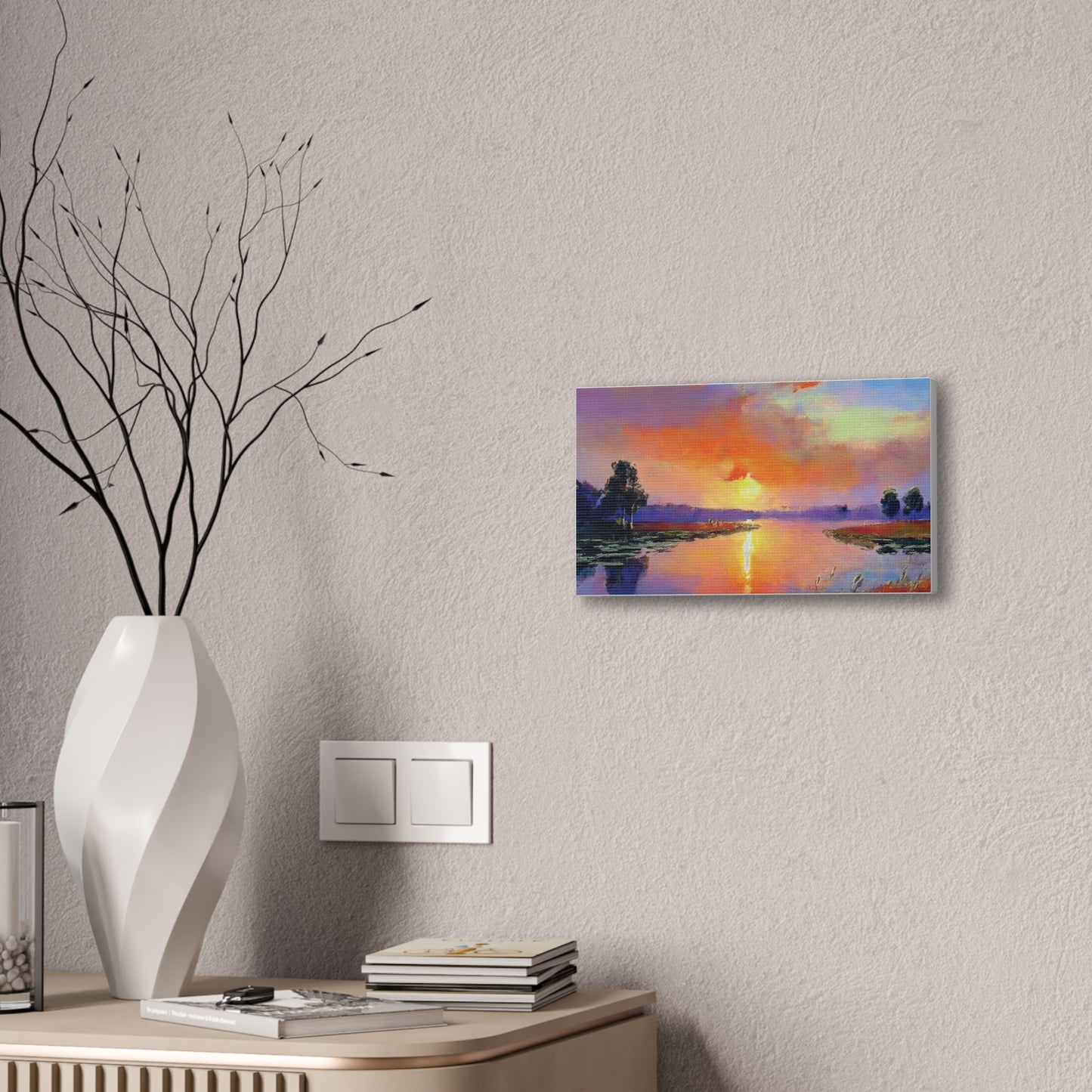 Serene Sunset Canvas Art, Landscape Wall Decor, Nature Lover Gift, Home Wall Art, Tranquil Landscape Painting