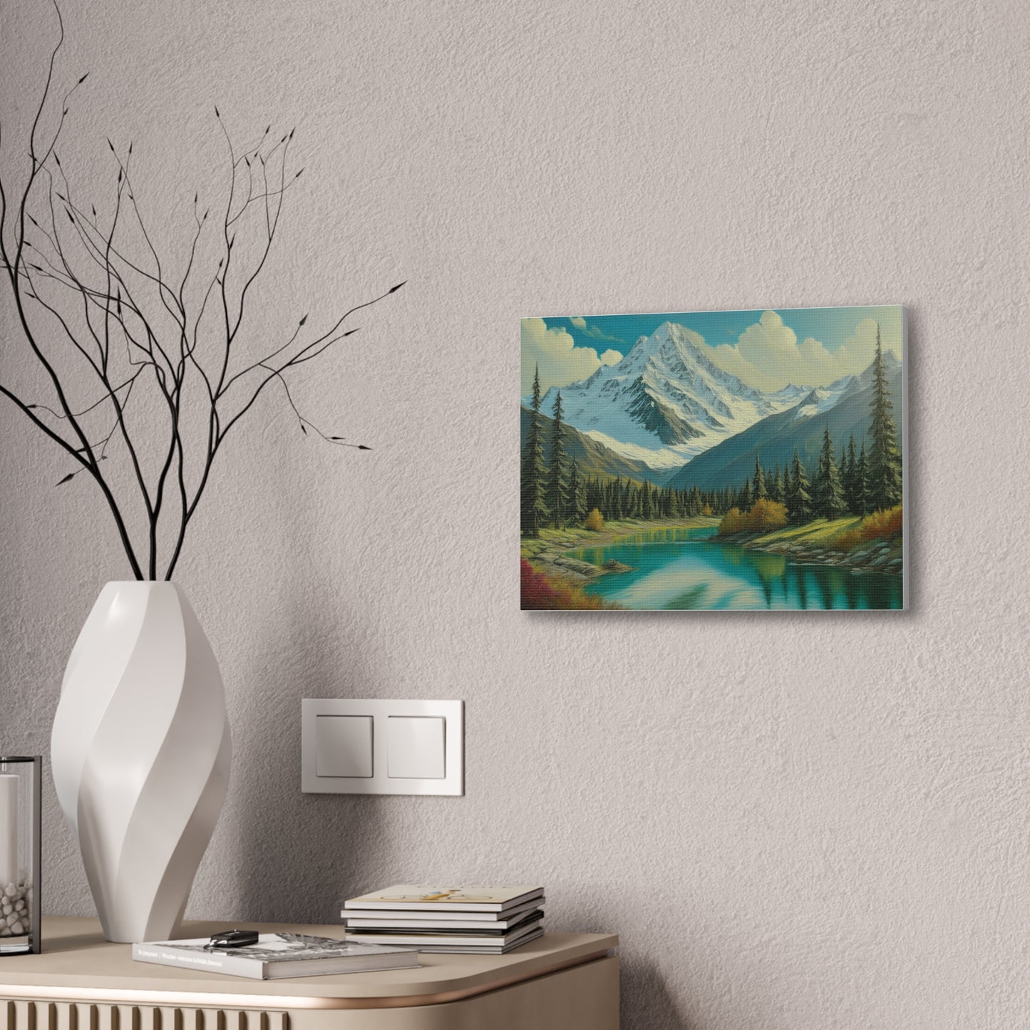 Majestic Mountain Canvas Art Print, Nature Wall Decor, Scenic Landscape Painting, Home Office Wall Art, Gift for Nature Lovers