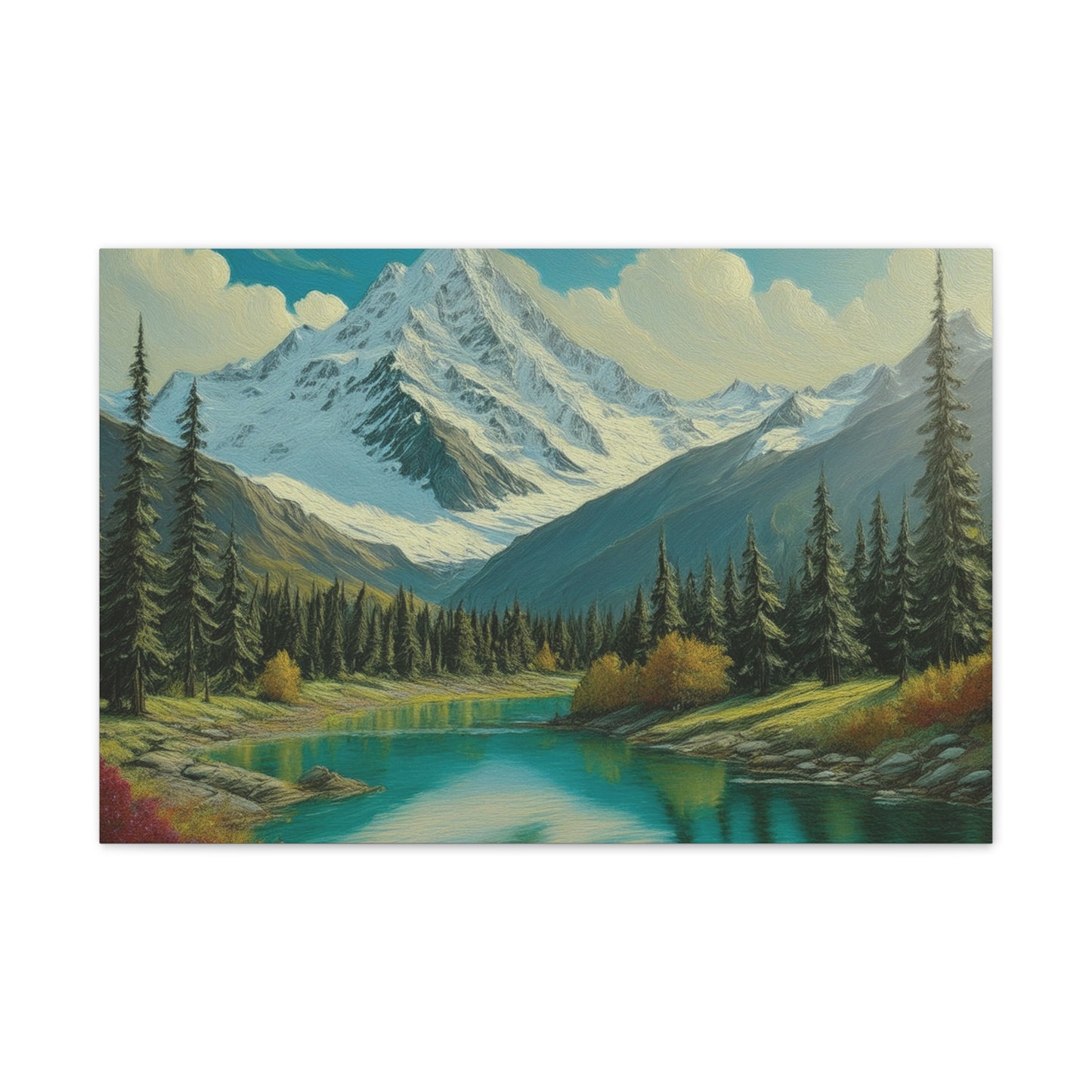 Majestic Mountain Canvas Art Print, Nature Wall Decor, Scenic Landscape Painting, Home Office Wall Art, Gift for Nature Lovers