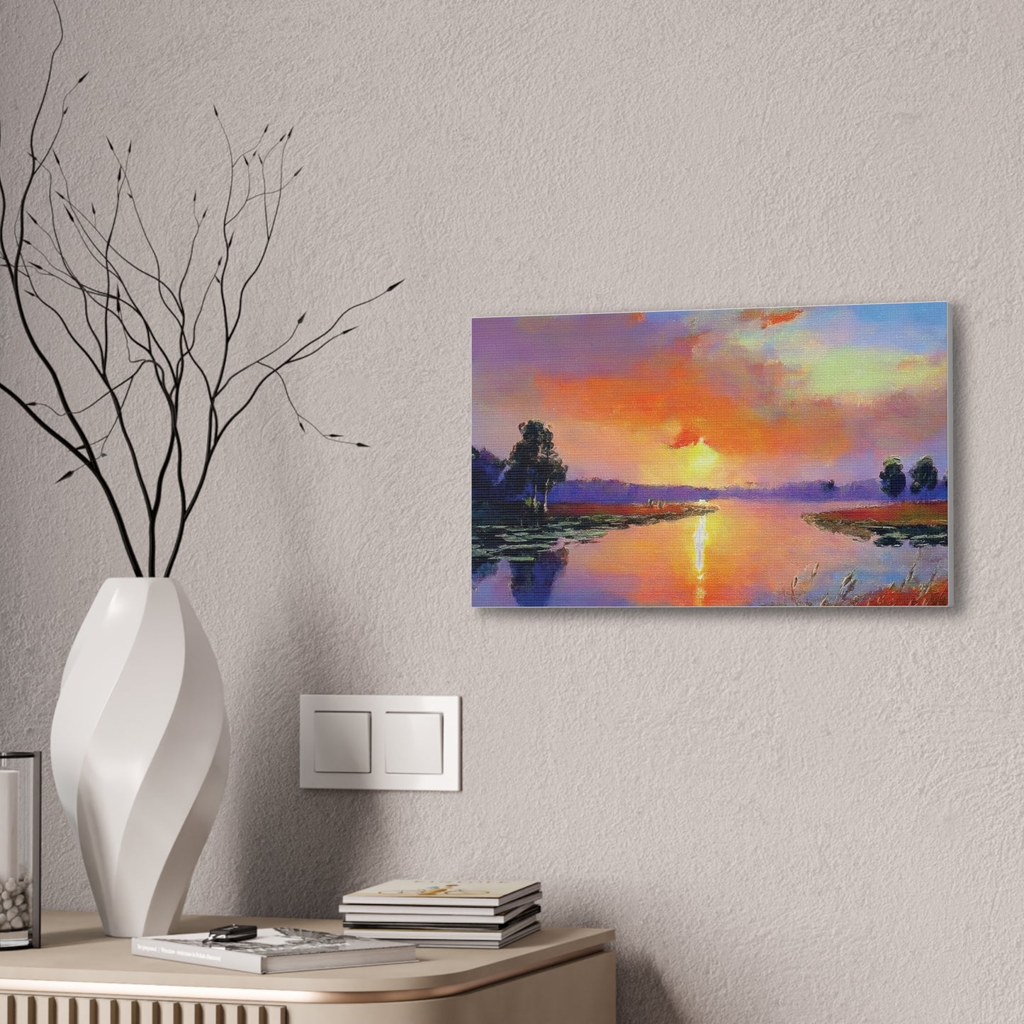 Serene Sunset Canvas Art, Landscape Wall Decor, Nature Lover Gift, Home Wall Art, Tranquil Landscape Painting