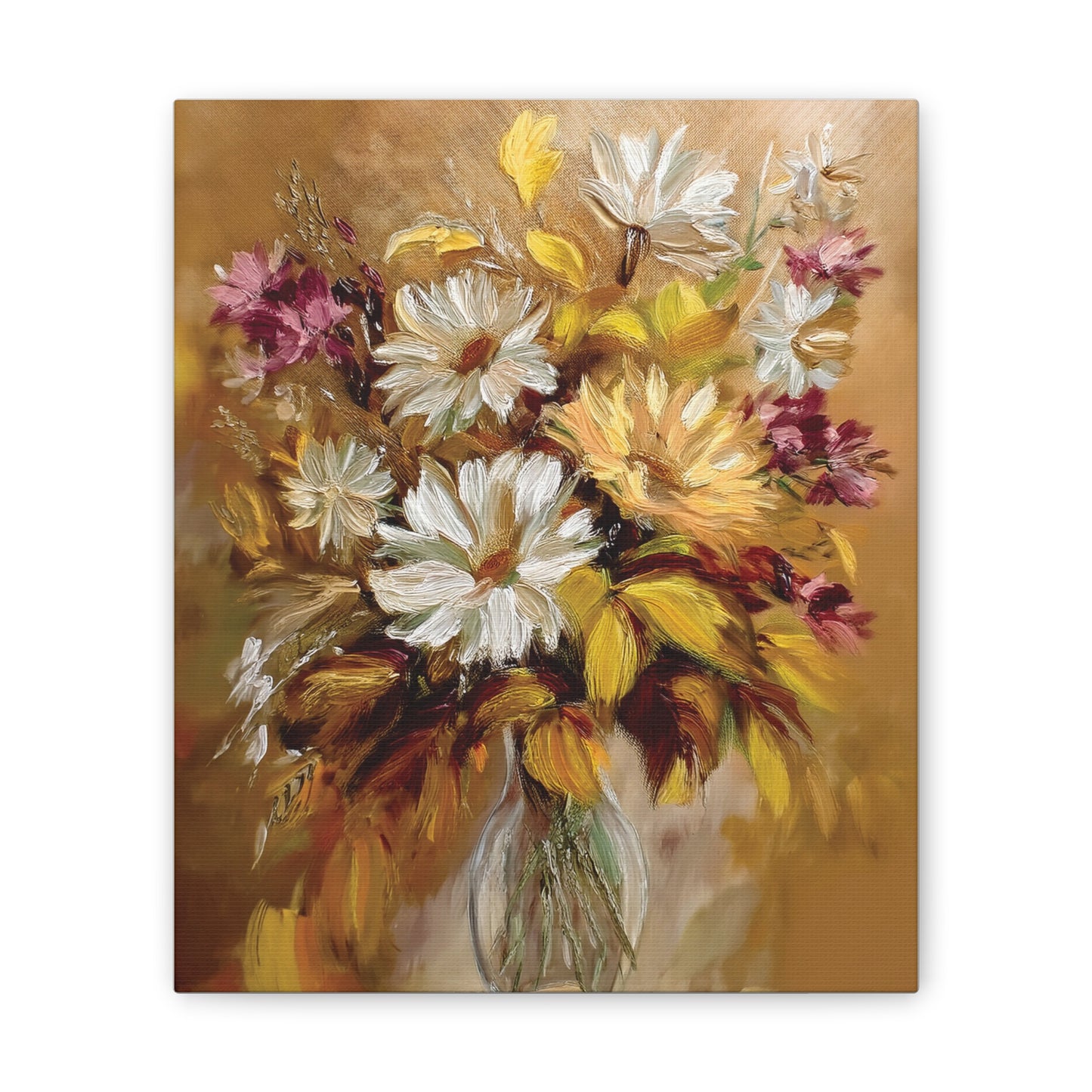 Floral Canvas Art Print, Vivid Flower Painting, Home Decor, Wall Art, Gift for Nature Lovers, Rustic Decor, Mother's Day, Birthday