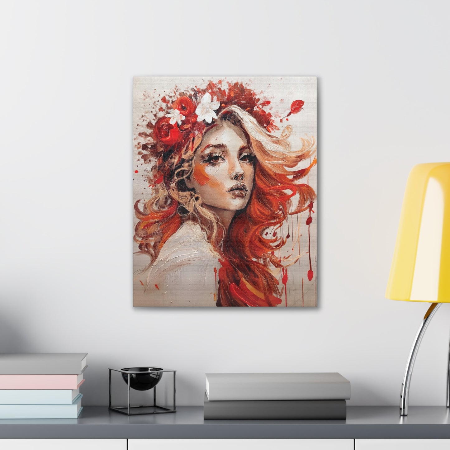 Bohemian Floral Canvas Art Print, Stunning Wall Decor, Gift for Art Lovers, Home Decor, Boho Style, Flower Girl Portrait