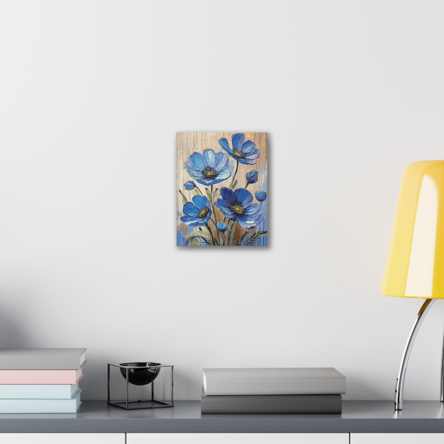 Blue Floral Canvas Wall Art, Home Decor, Gift for Flower Lovers, Botanical Artwork, Spring Decor, Unique Housewarming Present