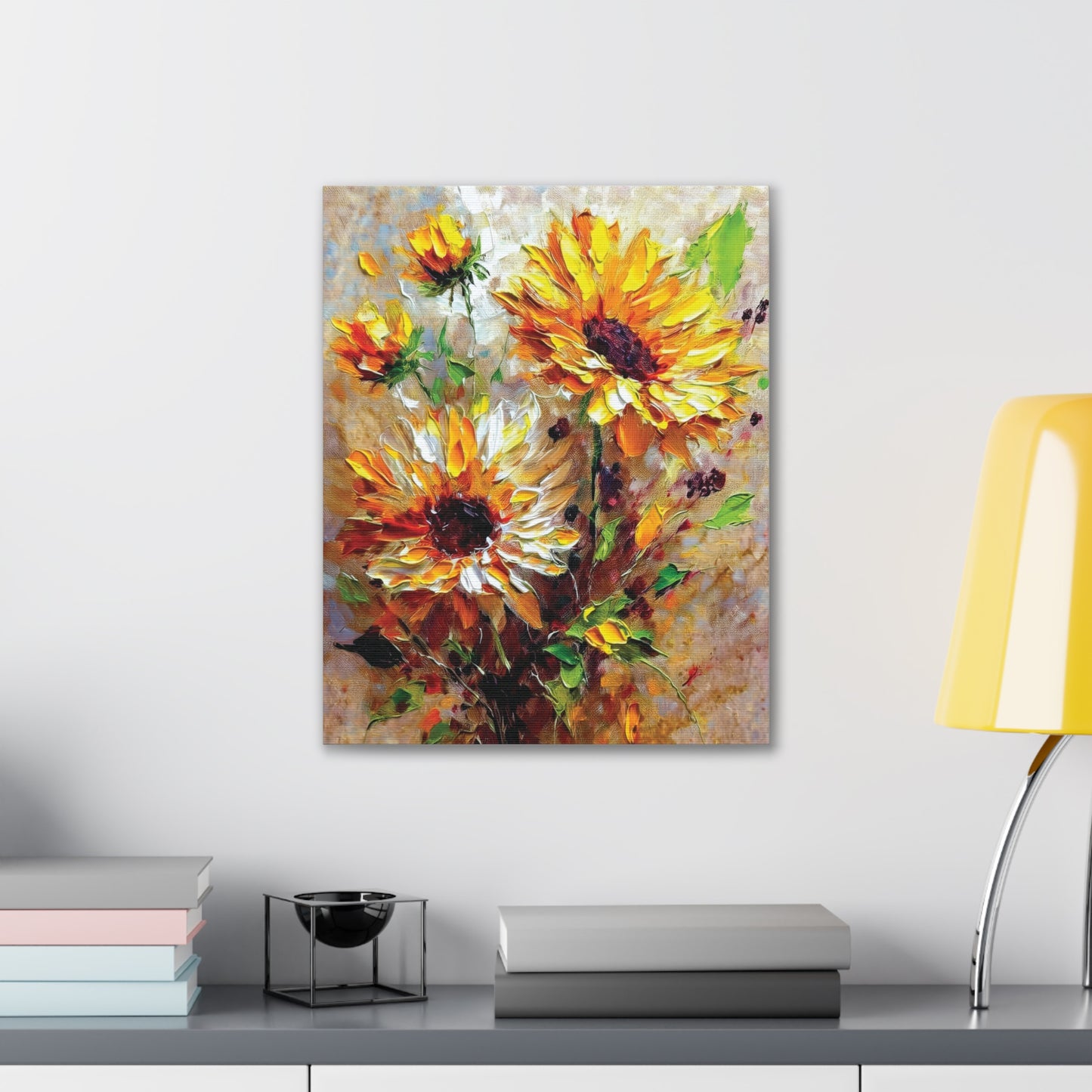 Vibrant Floral Canvas Art Print, Sunflower Wall Decor, Home Office Decoration, Gift for Nature Lovers, Brighten Your Space