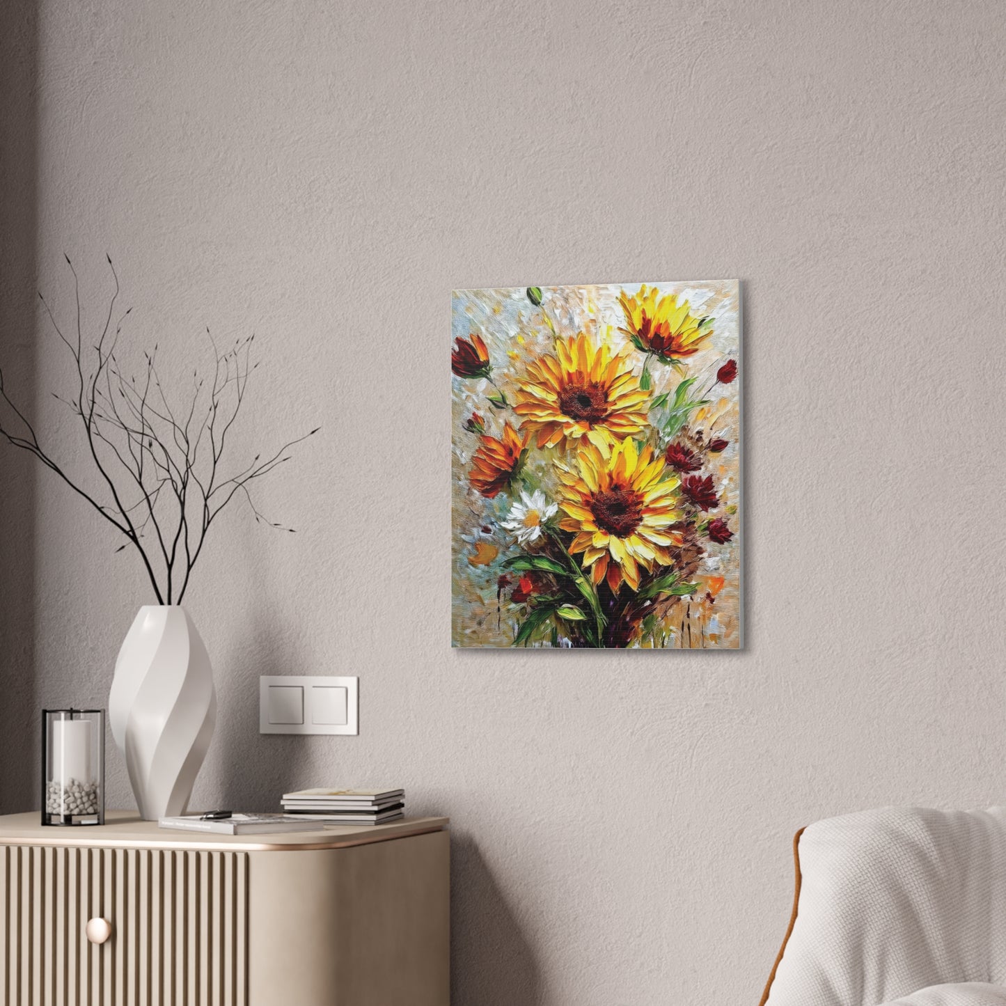 Vibrant Floral Canvas Print, Sunflower Wall Art, Home Decor, Bright Gift, Spring Decor, Nature Inspired Art