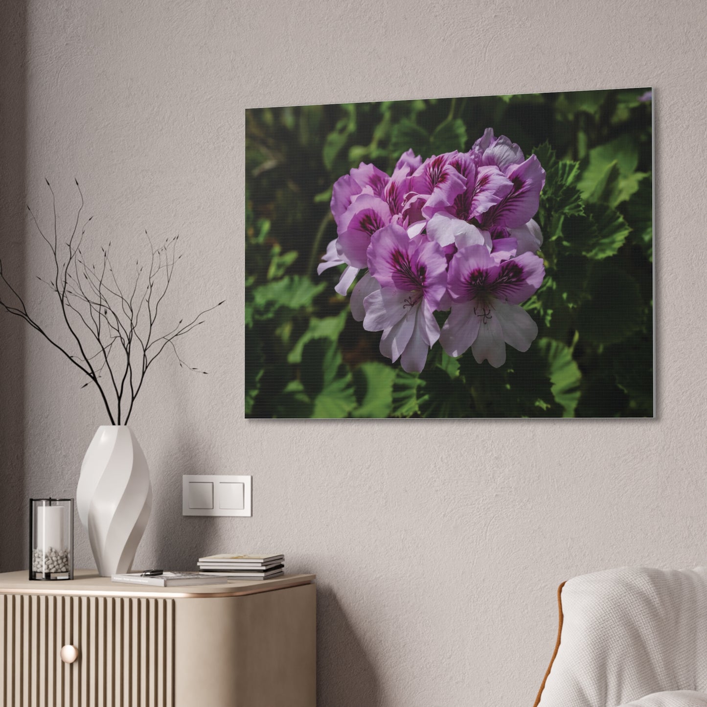 Pink Geranium Floral Canvas Print — Stretched Wall Art
