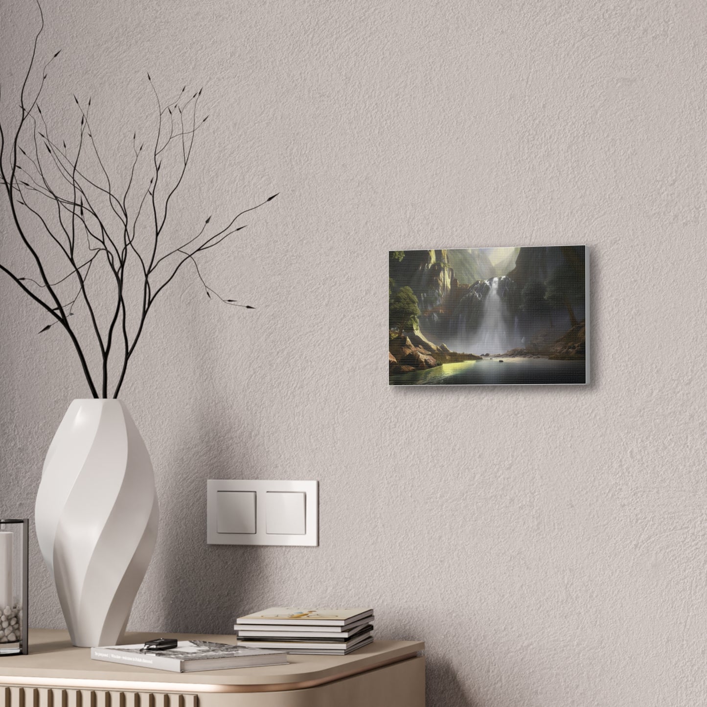 Serene Waterfall Canvas Print, Nature Wall Art, Home Décor, Gift for Nature Lovers, Living Room Artwork, Modern Landscape