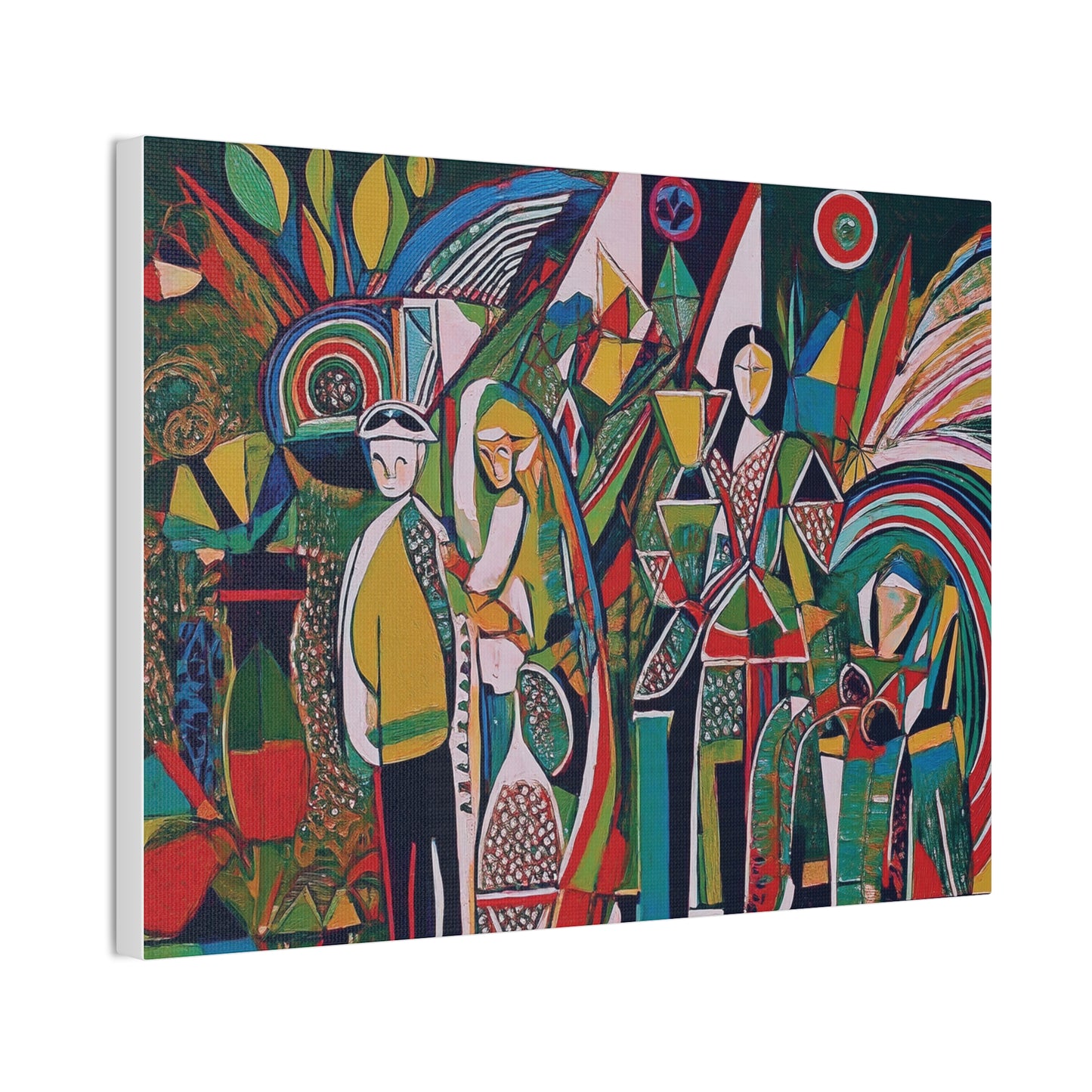 Canvas Print - Colorful Abstract Couple and Lady Standing Away