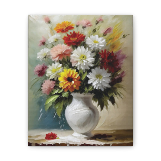 Floral Canvas Art Print, Colorful Flower Wall Decor, Home and Office Decoration, Gift for Flower Lovers or Art Collectors