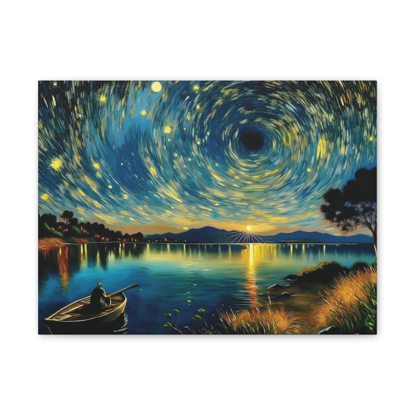 Starry Night Canvas Art - Stunning Wall Decor, Perfect Gift for Home, Office, Art Lovers, Night Sky, Space Enthusiasts