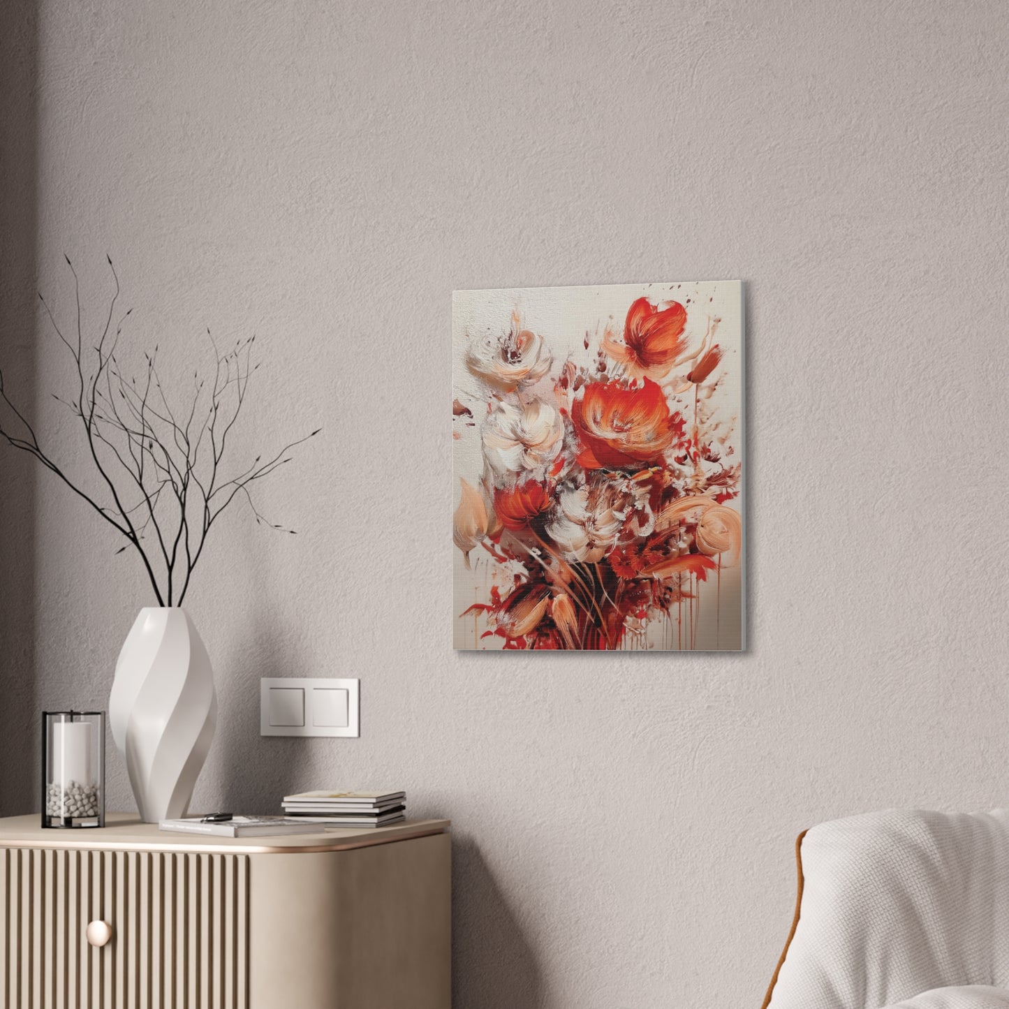 Floral Canvas Wall Art, Vibrant Flower Artwork, Home Decor, Living Room Decor, Gift for Her, Boho Chic Wall Hanging