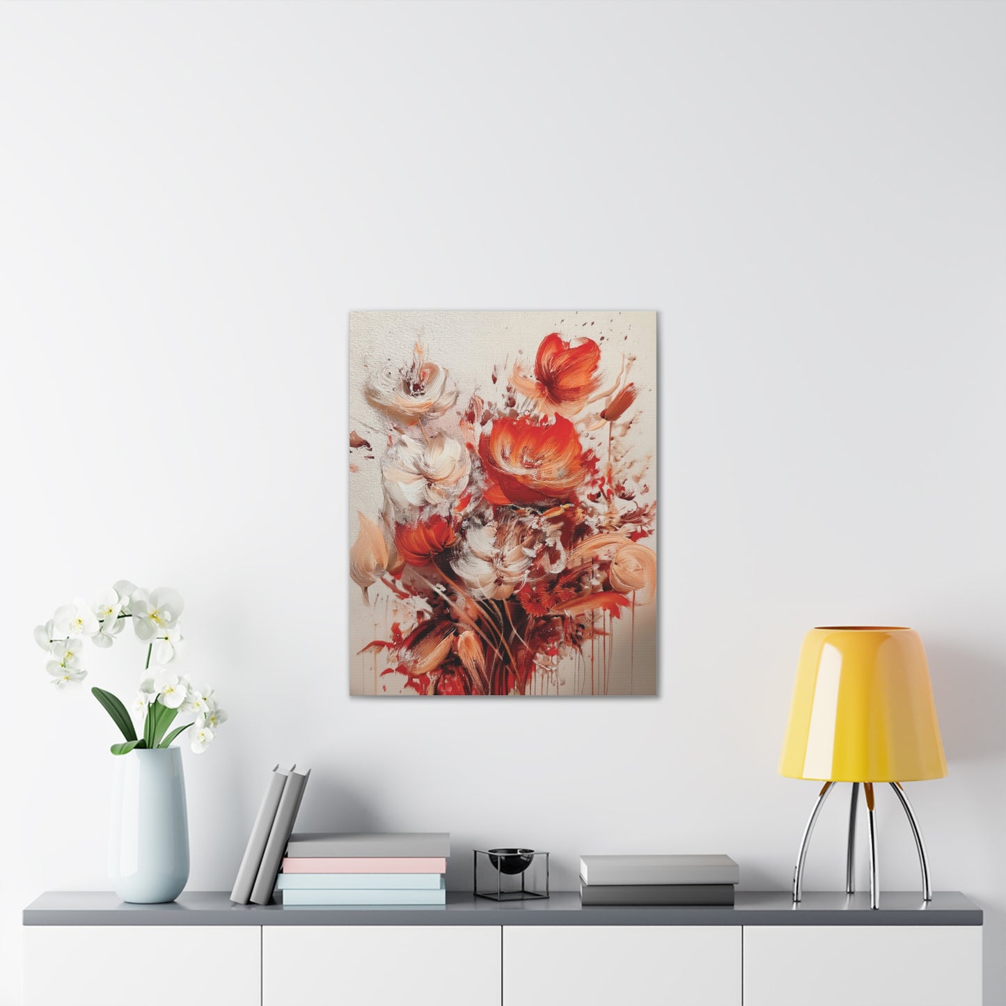 Floral Canvas Wall Art, Vibrant Flower Artwork, Home Decor, Living Room Decor, Gift for Her, Boho Chic Wall Hanging