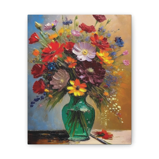 Floral Canvas Art Print, Colorful Flower Wall Decor, Home Interior Design, Gift for Art Lovers, Spring Decor