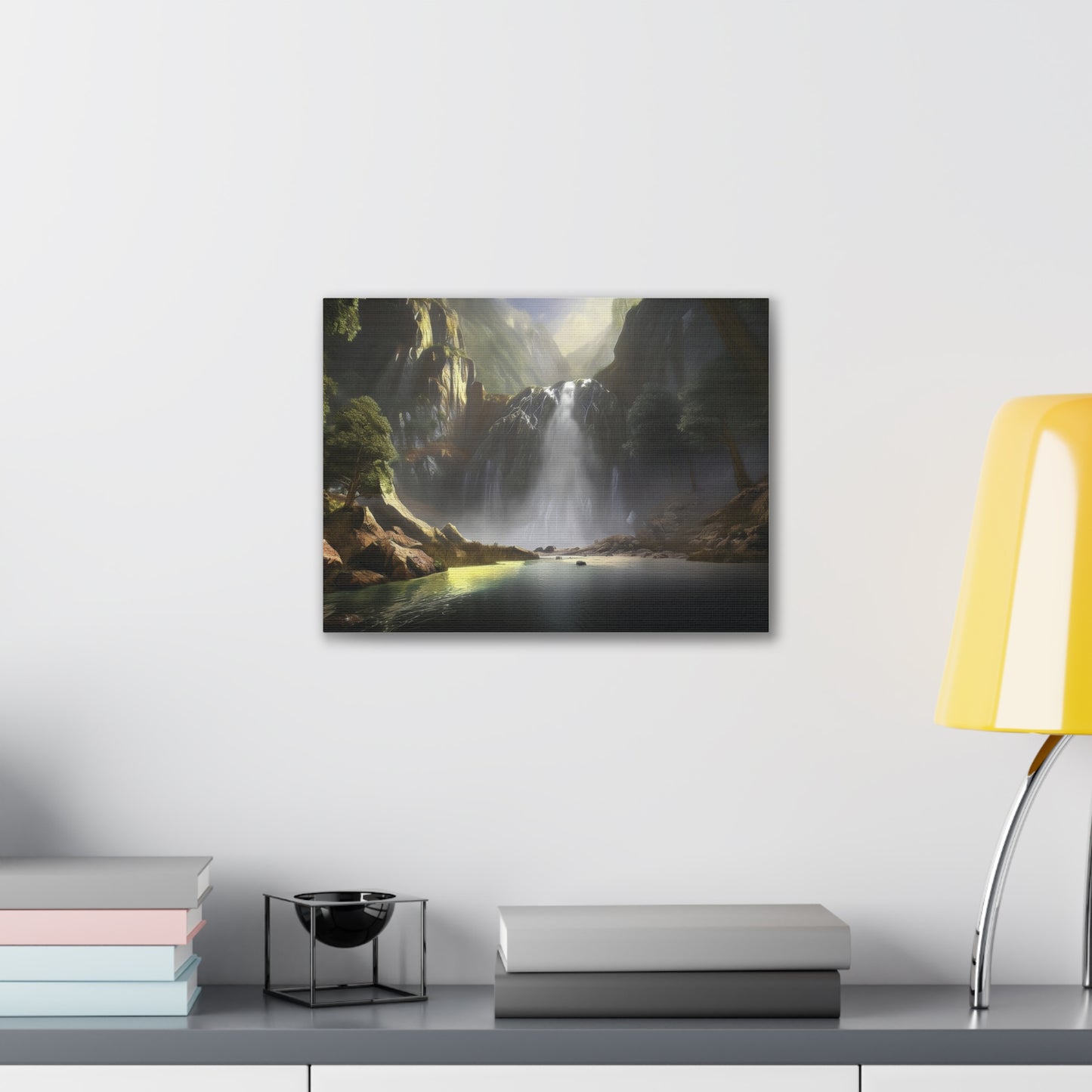 Serene Waterfall Canvas Print, Nature Wall Art, Home Décor, Gift for Nature Lovers, Living Room Artwork, Modern Landscape