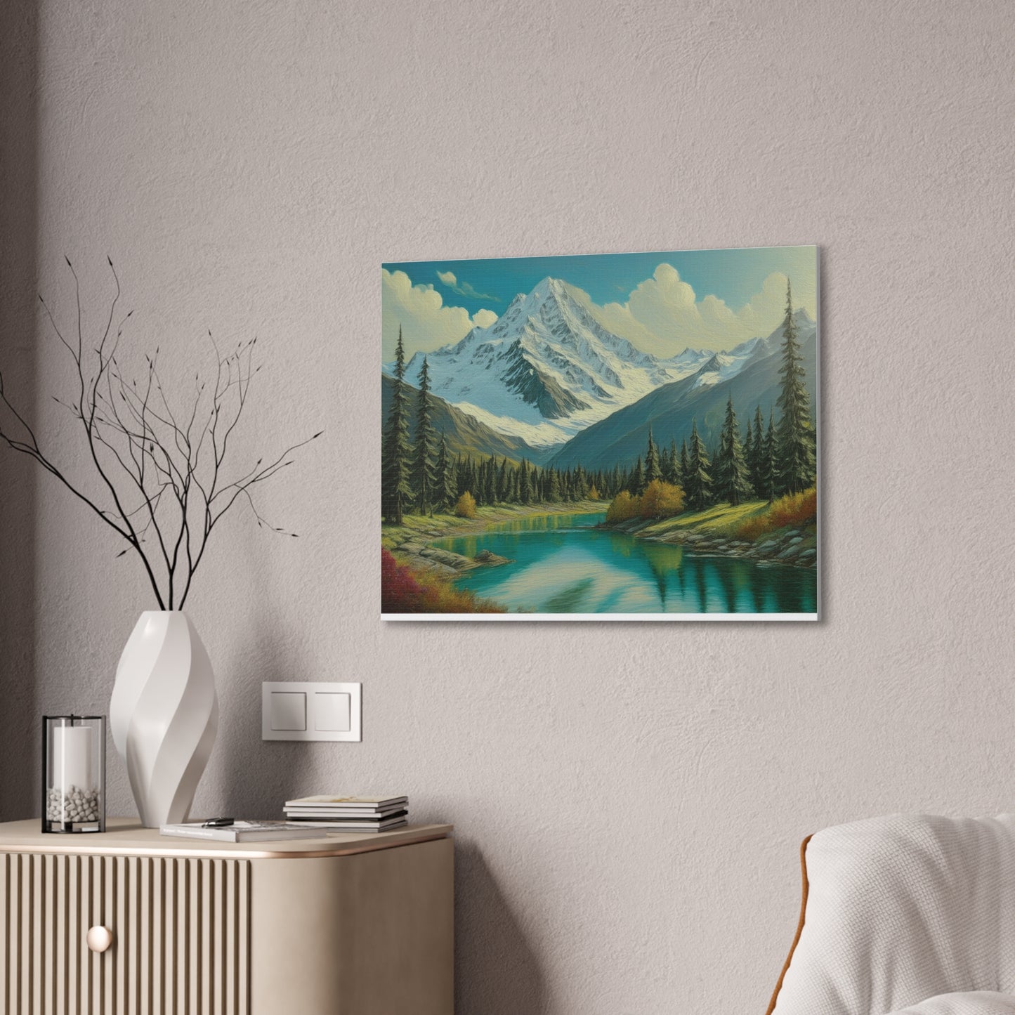 Majestic Mountain Canvas Art Print, Nature Wall Decor, Scenic Landscape Painting, Home Office Wall Art, Gift for Nature Lovers