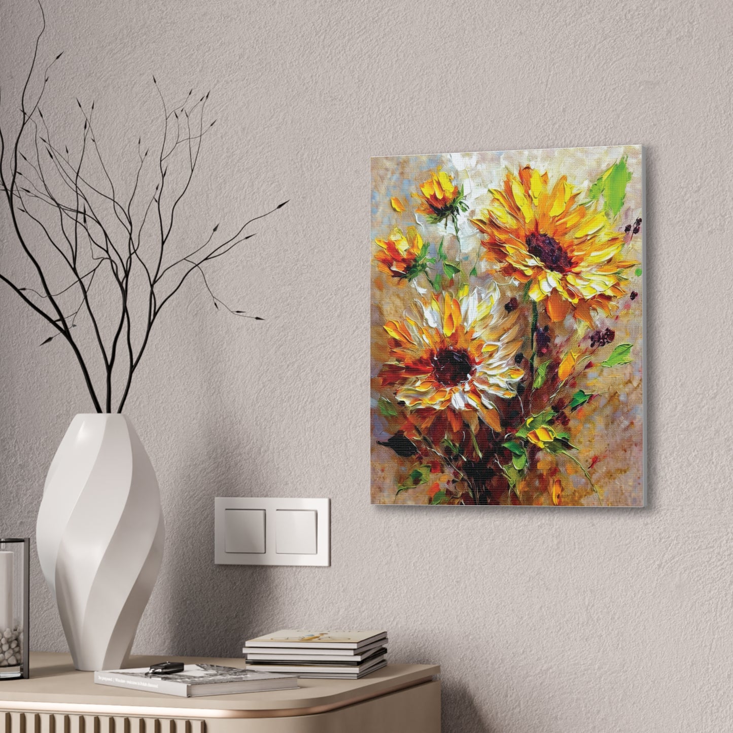 Vibrant Floral Canvas Art Print, Sunflower Wall Decor, Home Office Decoration, Gift for Nature Lovers, Brighten Your Space