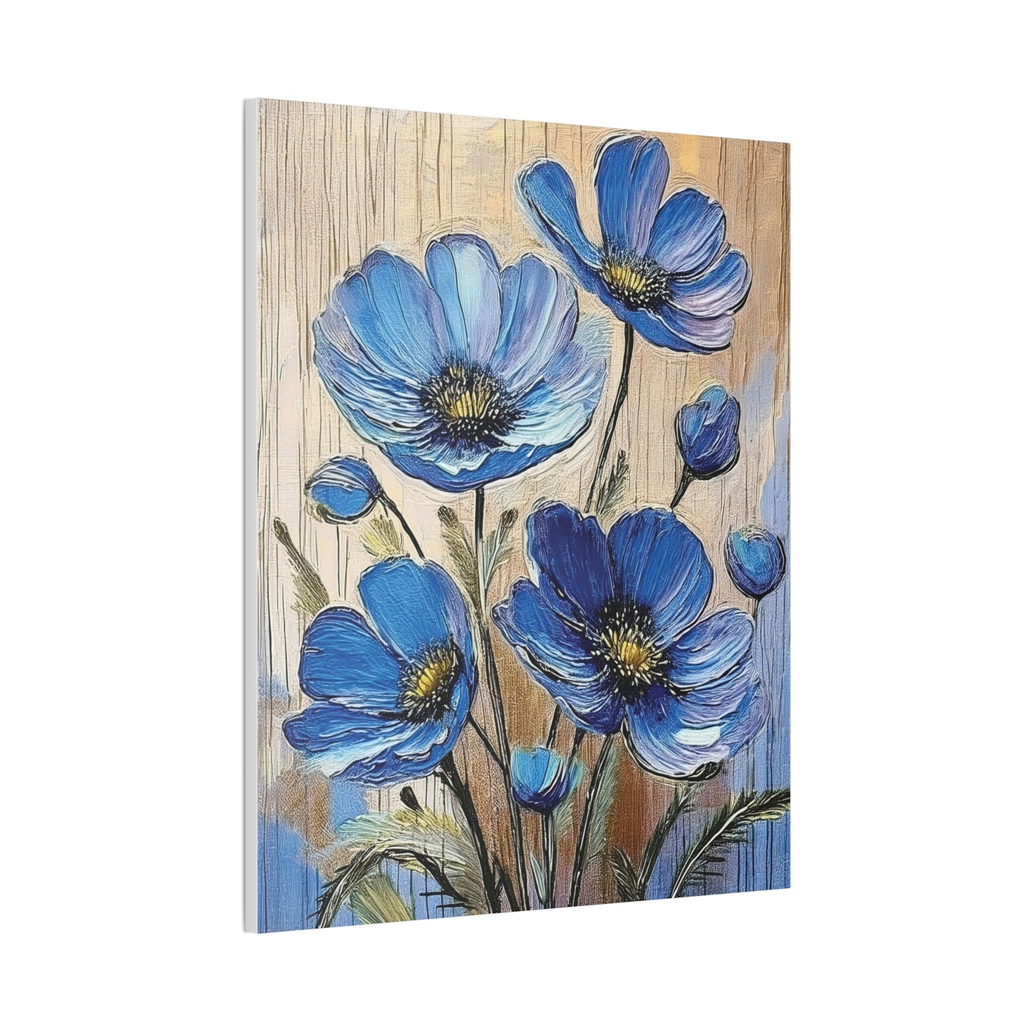 Blue Floral Canvas Wall Art, Home Decor, Gift for Flower Lovers, Botanical Artwork, Spring Decor, Unique Housewarming Present