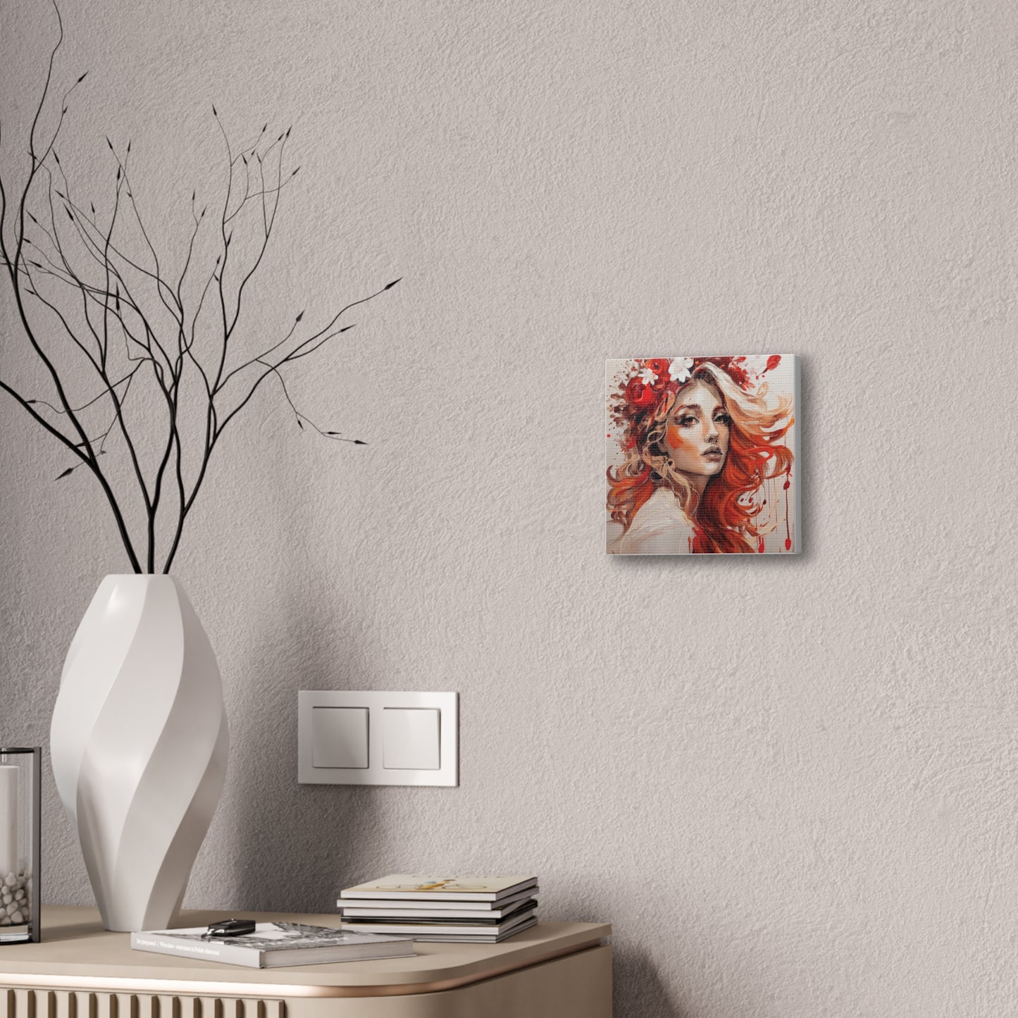 Bohemian Floral Canvas Art Print, Stunning Wall Decor, Gift for Art Lovers, Home Decor, Boho Style, Flower Girl Portrait
