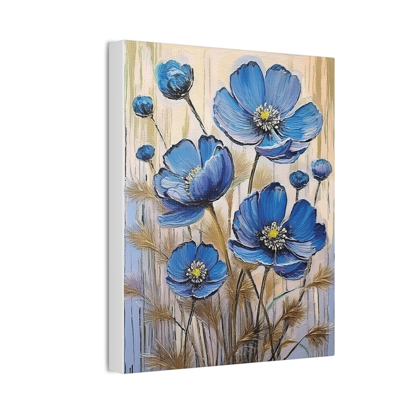 Floral Canvas Art Print, Blue Flower Wall Decor, Botanical Home Decor, Gift for Her, Living Room Artwork