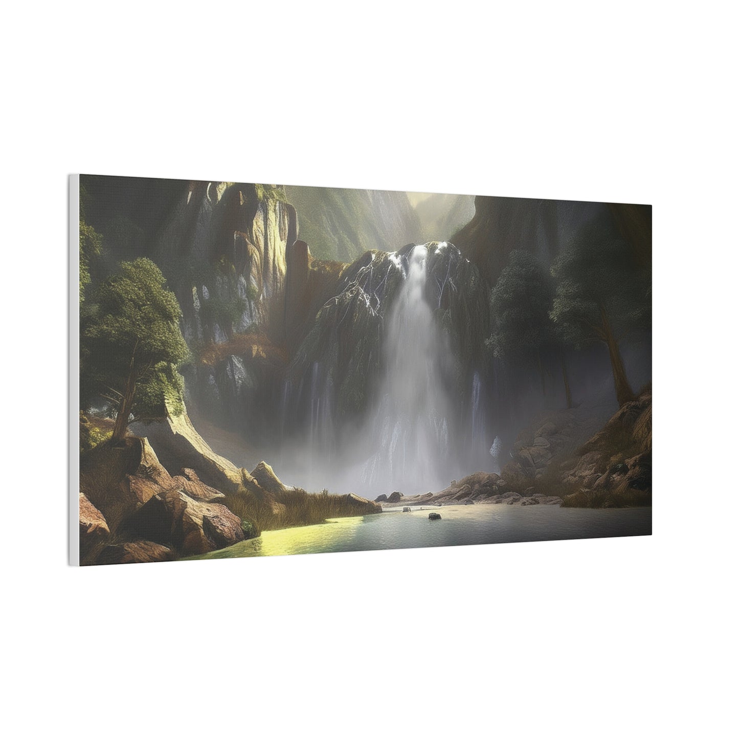 Serene Waterfall Canvas Print, Nature Wall Art, Home Décor, Gift for Nature Lovers, Living Room Artwork, Modern Landscape