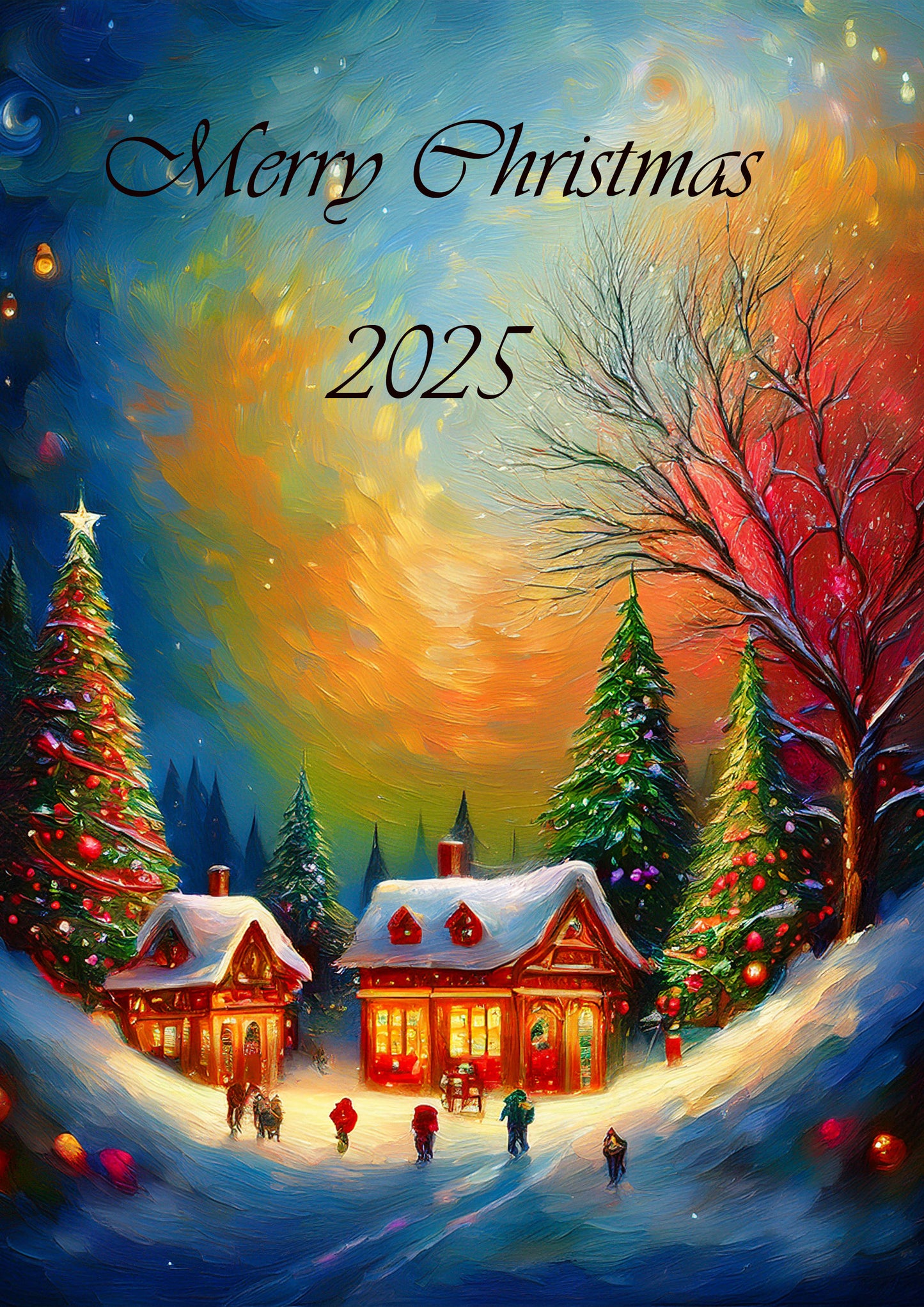 π Free Digital Gift: Enchanting Winter Village Christmas Poster 2 A4 Size