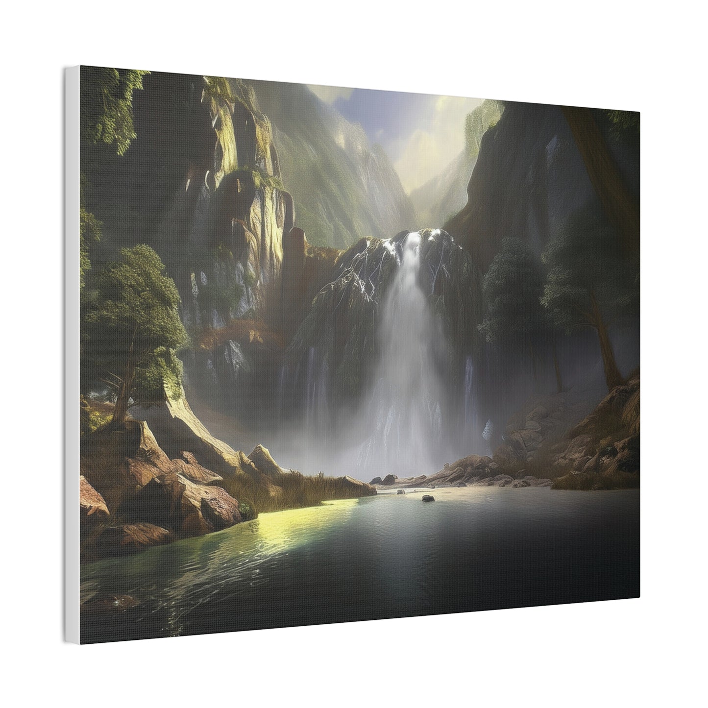 Serene Waterfall Canvas Print, Nature Wall Art, Home Décor, Gift for Nature Lovers, Living Room Artwork, Modern Landscape