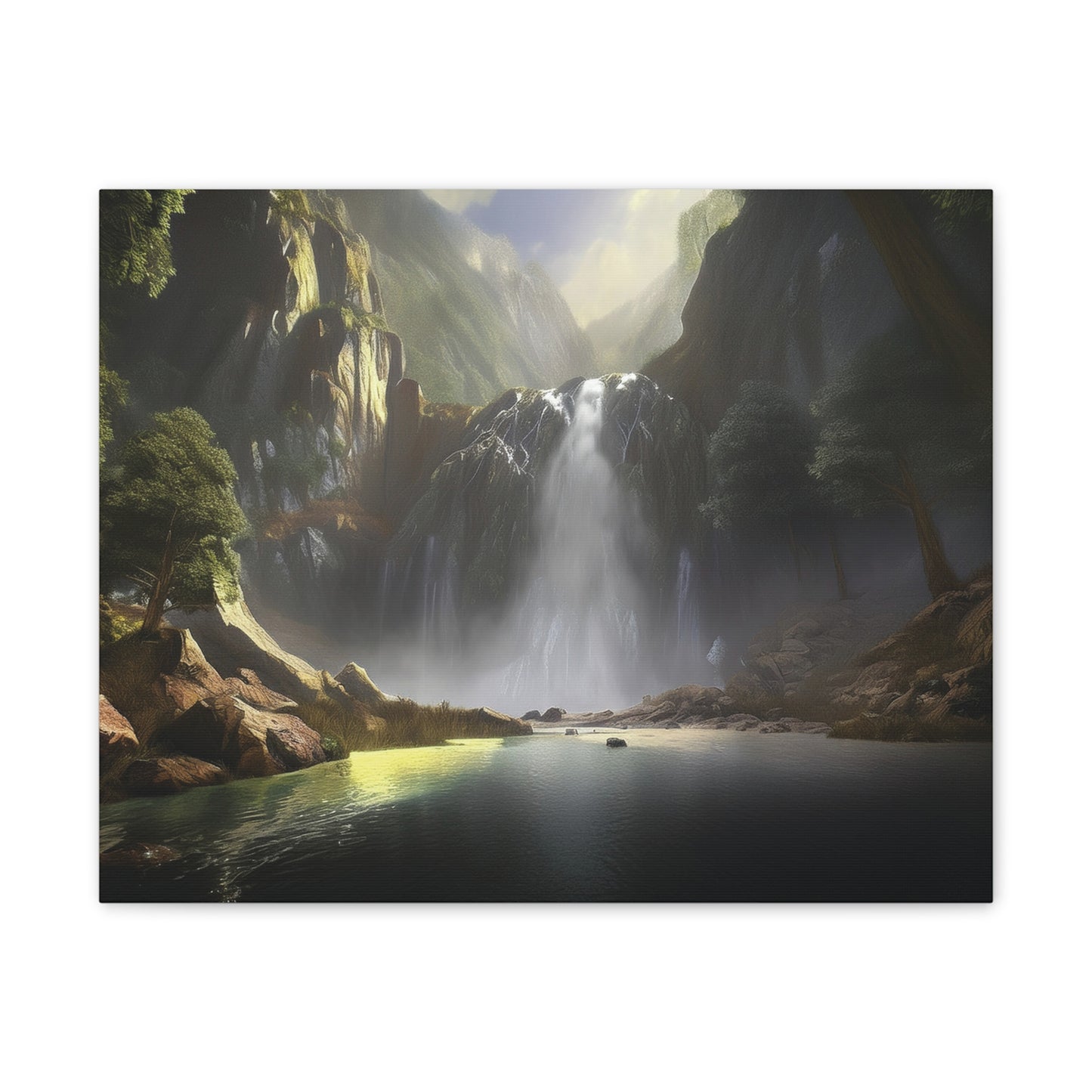 Serene Waterfall Canvas Print, Nature Wall Art, Home Décor, Gift for Nature Lovers, Living Room Artwork, Modern Landscape