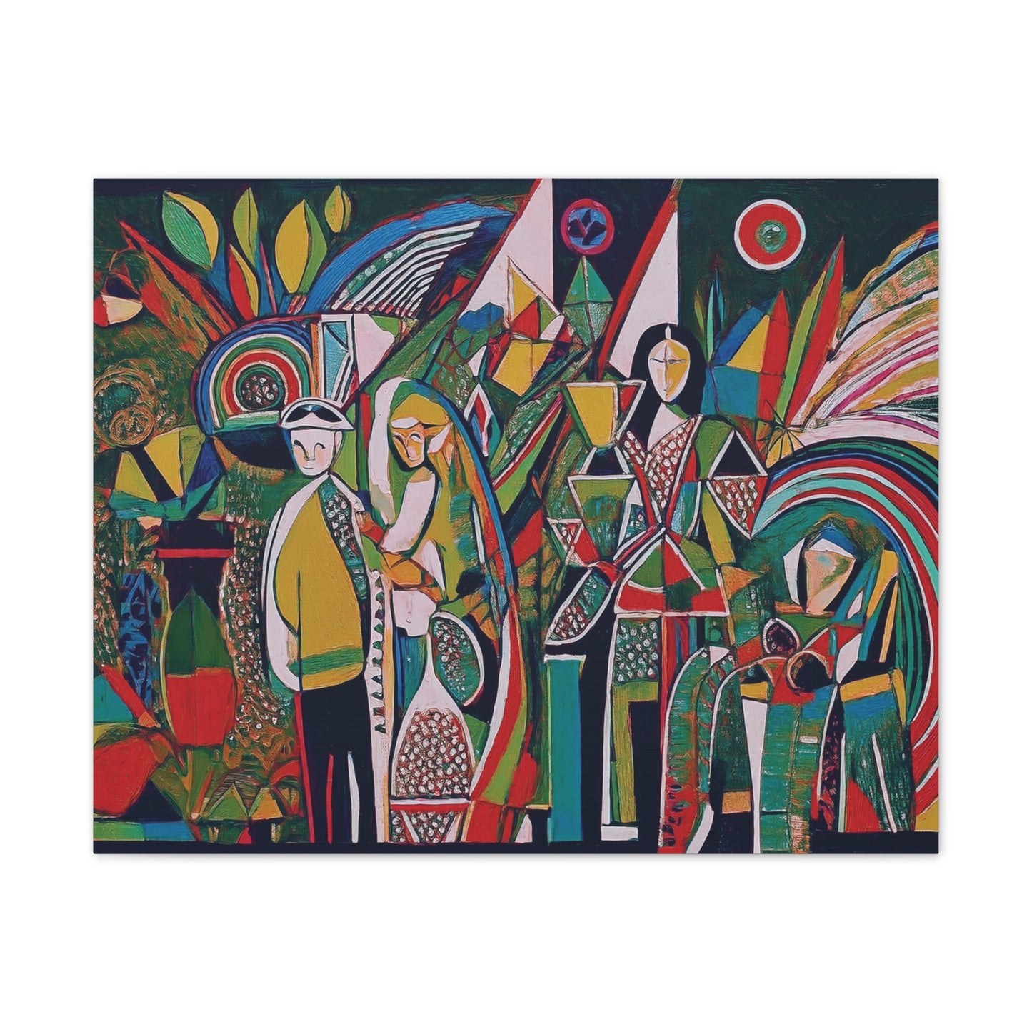 Canvas Print - Colorful Abstract Couple and Lady Standing Away