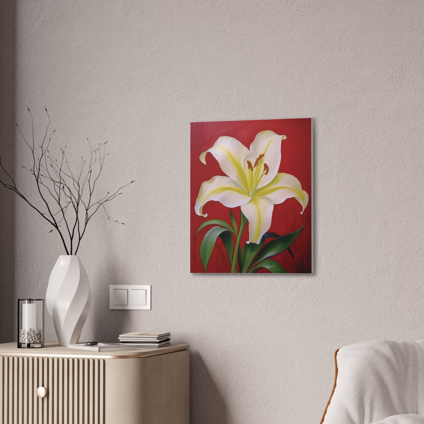 Elegant Floral Canvas Wall Art with Lily Design, Home Decor, Gift for Garden Lovers, Canvas Print, Spring Decor, Nature Wall Art