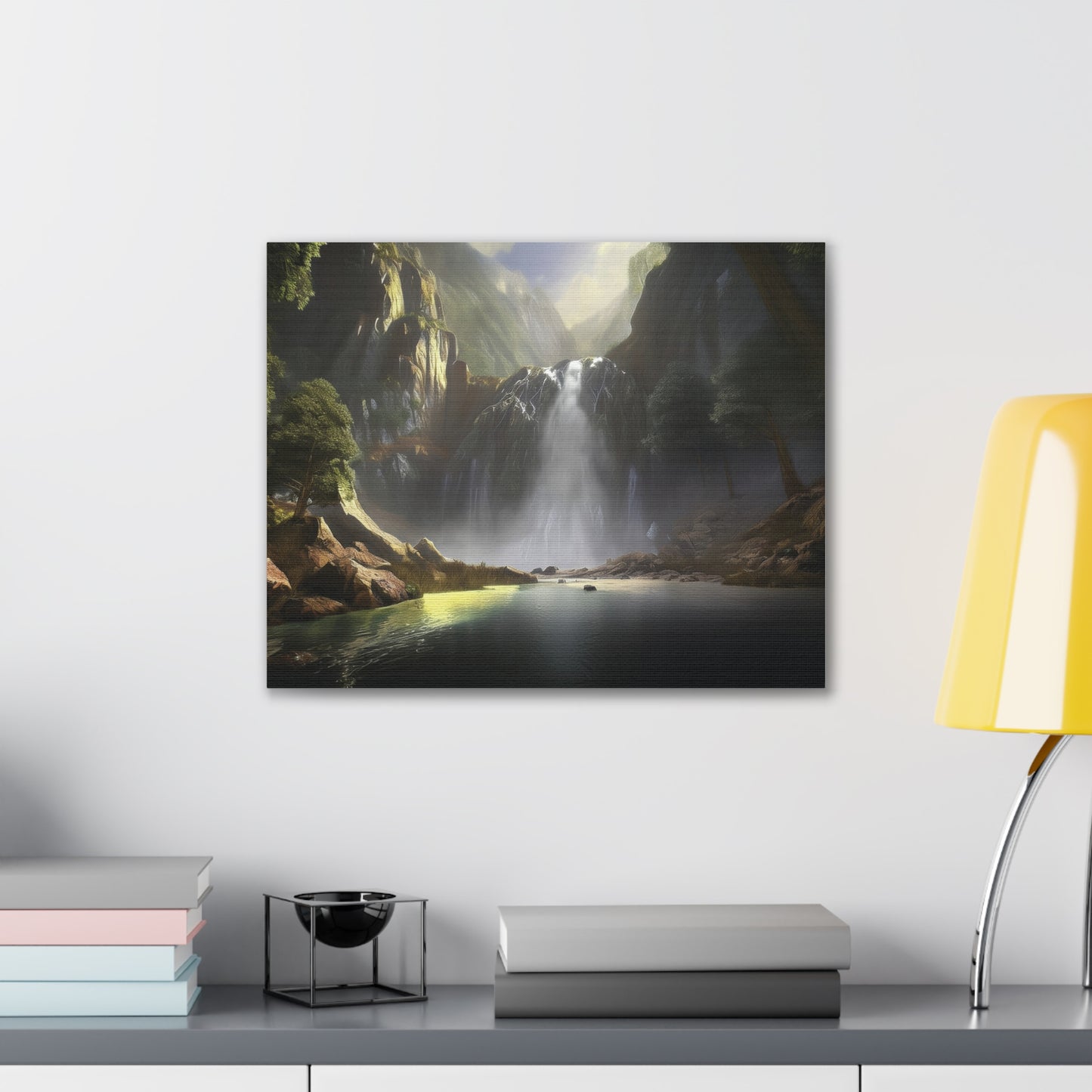 Serene Waterfall Canvas Print, Nature Wall Art, Home Décor, Gift for Nature Lovers, Living Room Artwork, Modern Landscape