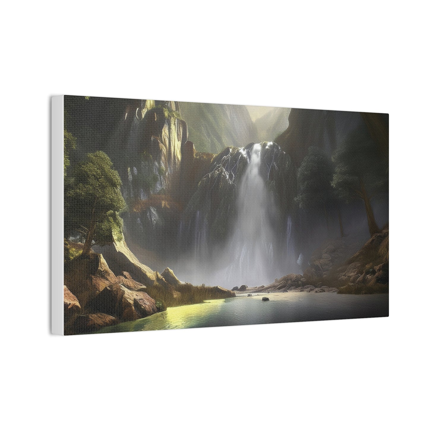 Serene Waterfall Canvas Print, Nature Wall Art, Home Décor, Gift for Nature Lovers, Living Room Artwork, Modern Landscape