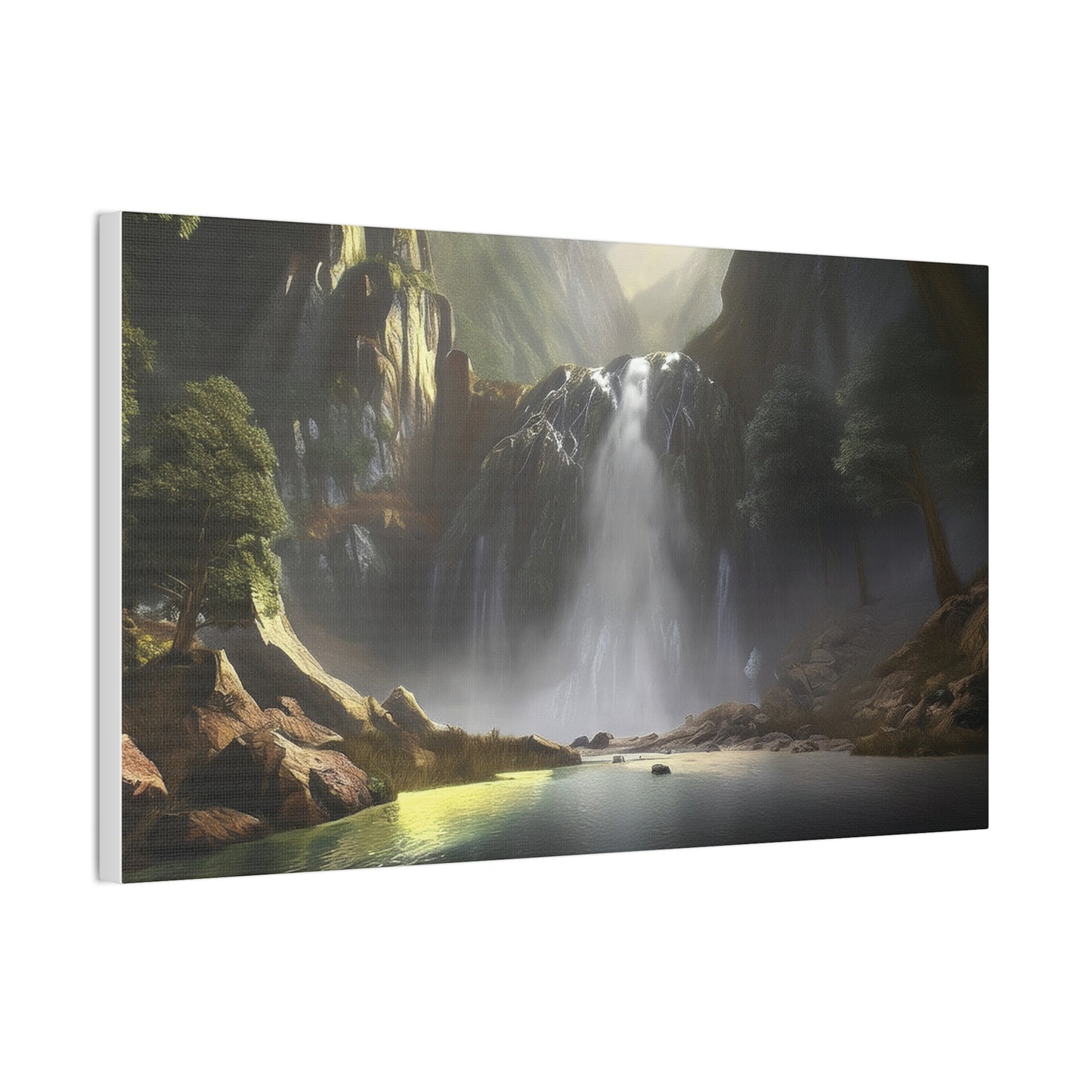 Serene Waterfall Canvas Print, Nature Wall Art, Home Décor, Gift for Nature Lovers, Living Room Artwork, Modern Landscape