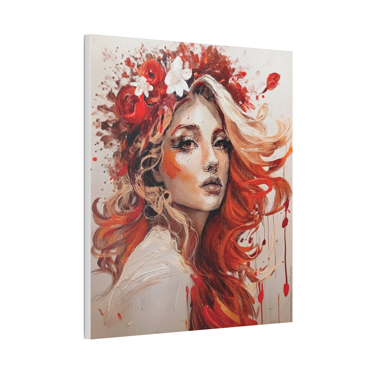 Bohemian Floral Canvas Art Print, Stunning Wall Decor, Gift for Art Lovers, Home Decor, Boho Style, Flower Girl Portrait