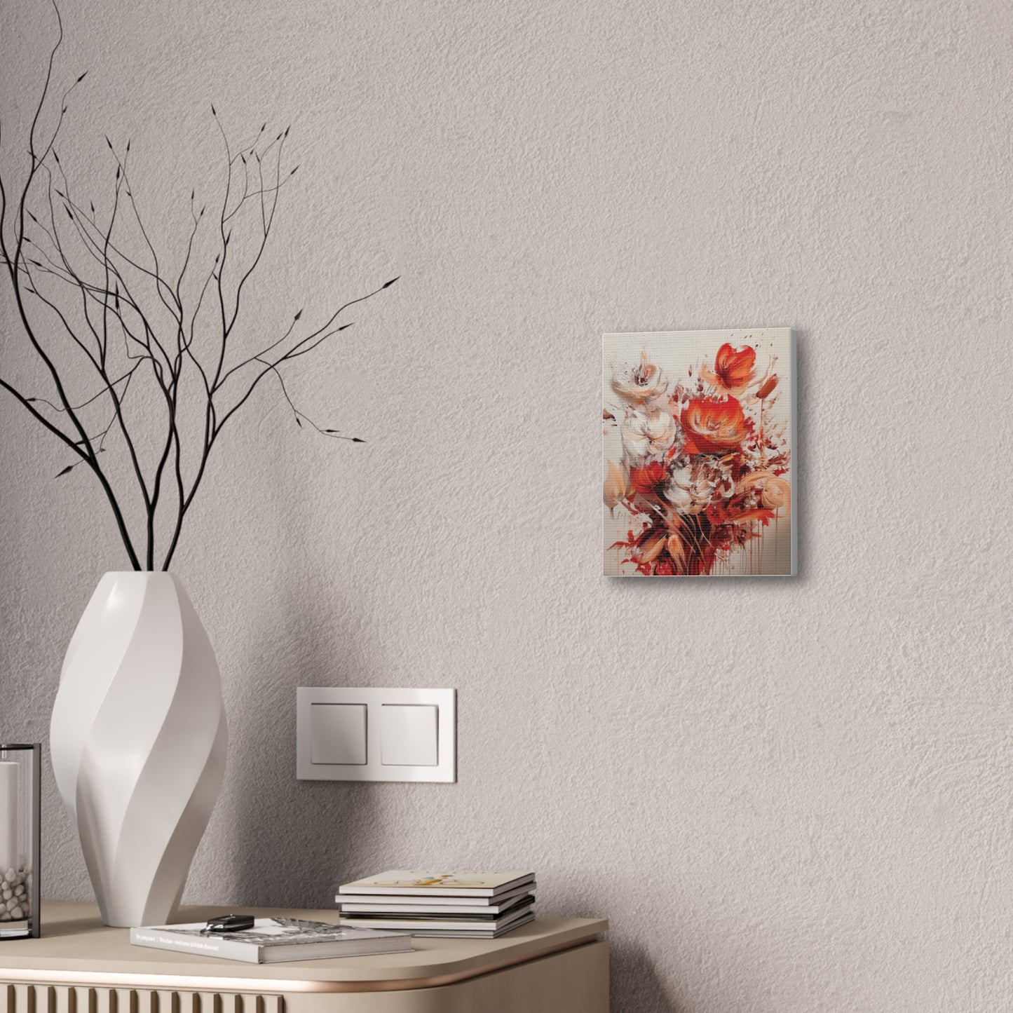 Floral Canvas Wall Art, Vibrant Flower Artwork, Home Decor, Living Room Decor, Gift for Her, Boho Chic Wall Hanging
