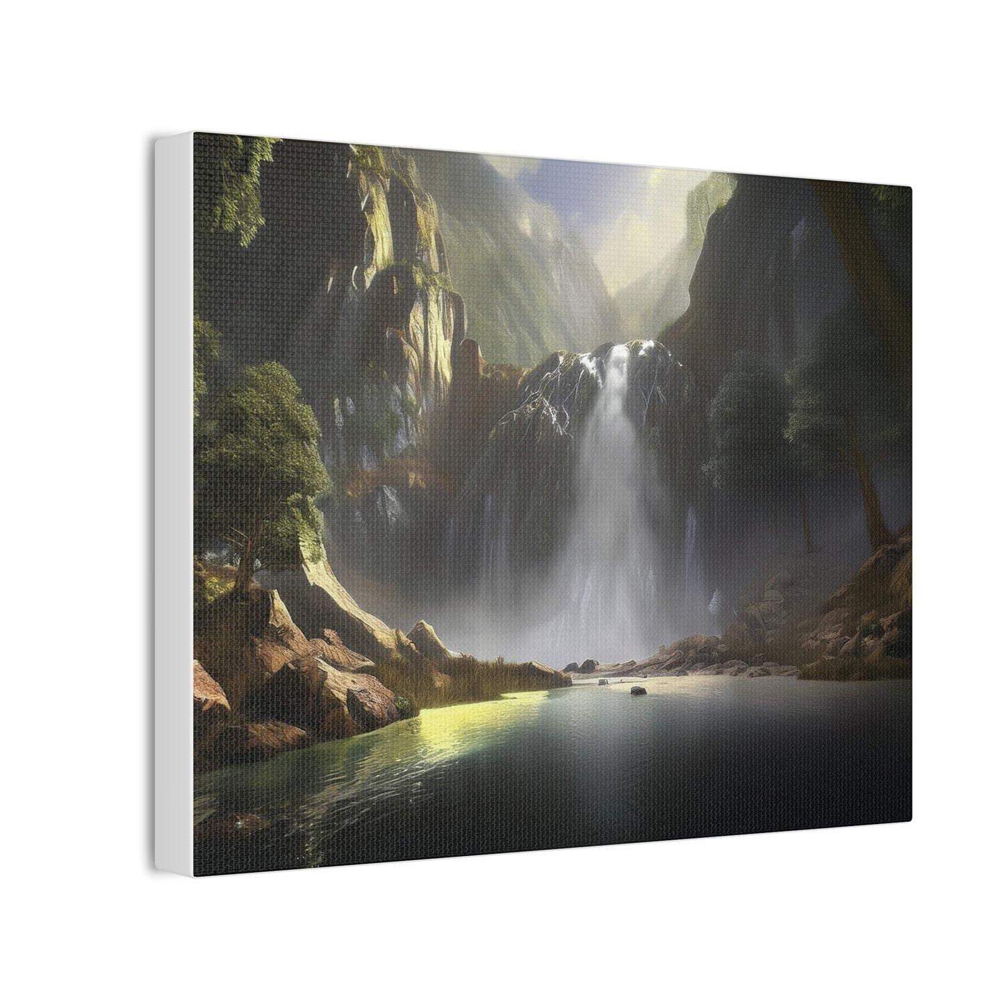 Serene Waterfall Canvas Print, Nature Wall Art, Home Décor, Gift for Nature Lovers, Living Room Artwork, Modern Landscape