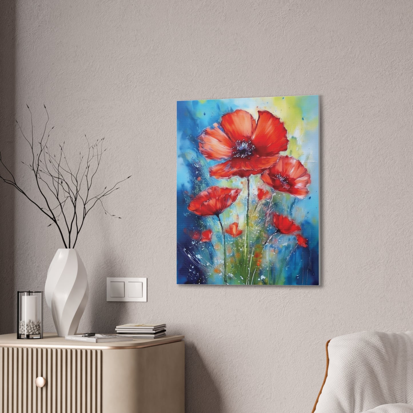 Vibrant Floral Canvas Art Print, Home Decor, Wall Hanging, Living Room Decor, Gift for Her