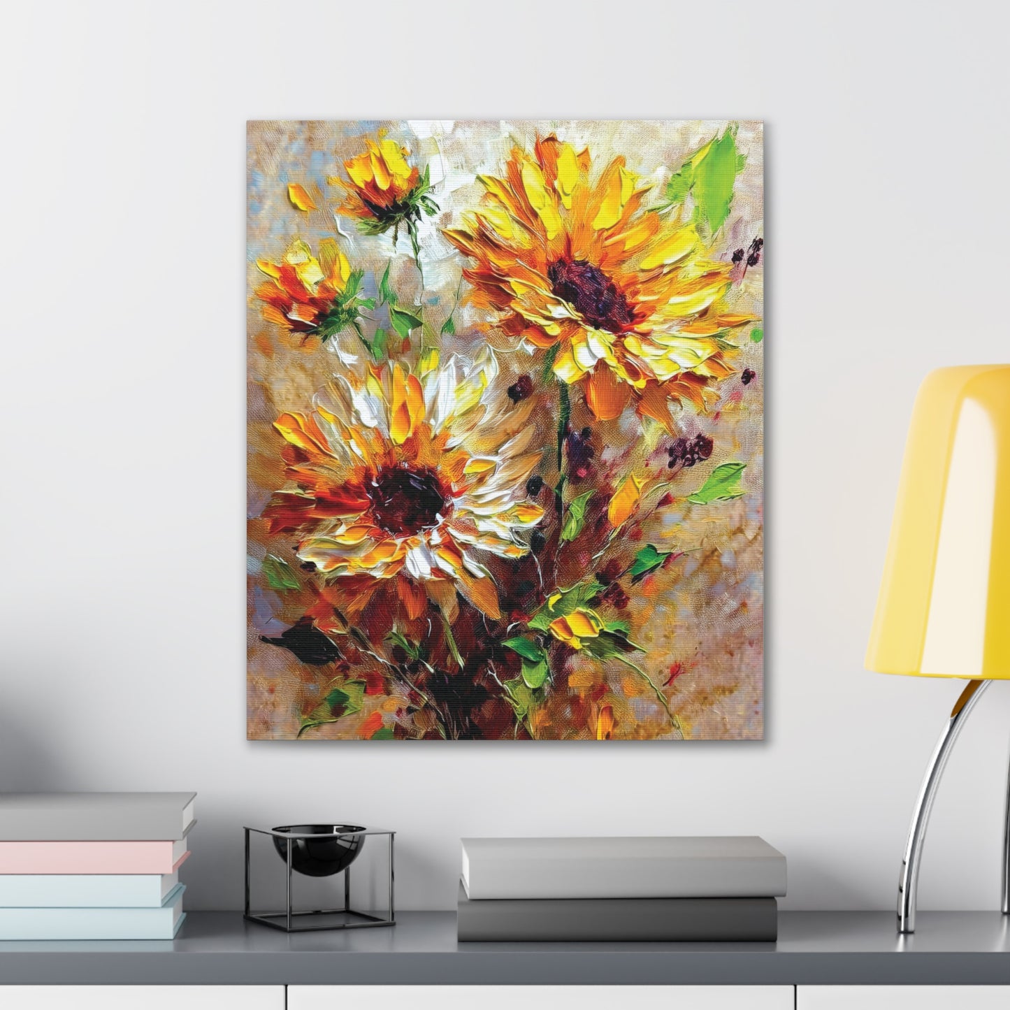 Vibrant Floral Canvas Art Print, Sunflower Wall Decor, Home Office Decoration, Gift for Nature Lovers, Brighten Your Space