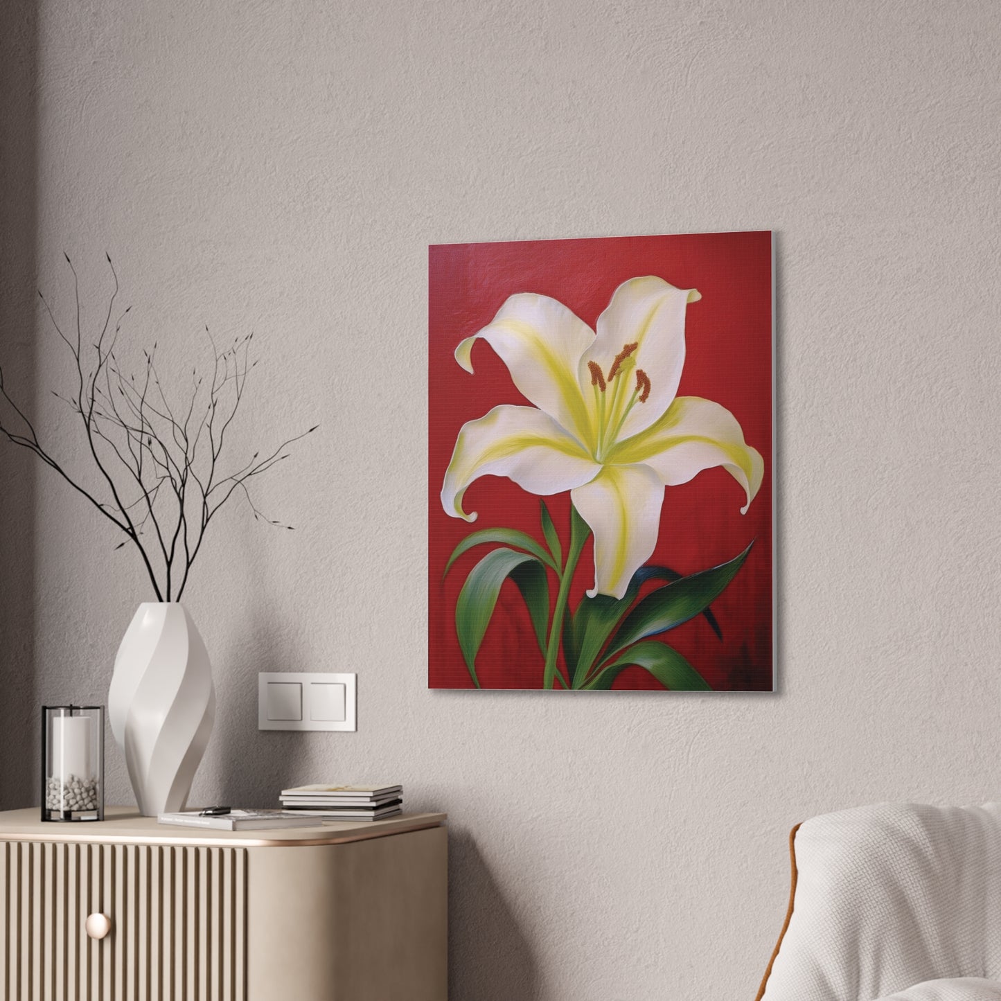 Elegant Floral Canvas Wall Art with Lily Design, Home Decor, Gift for Garden Lovers, Canvas Print, Spring Decor, Nature Wall Art