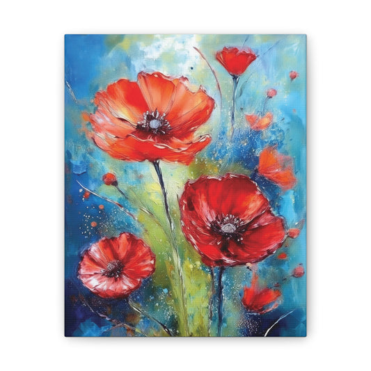 Vibrant Floral Canvas Art Print, Colorful Flower Wall Decor, Home Decor, Gift for Nature Lovers, Poppy Artwork, Vibrant Wall Art
