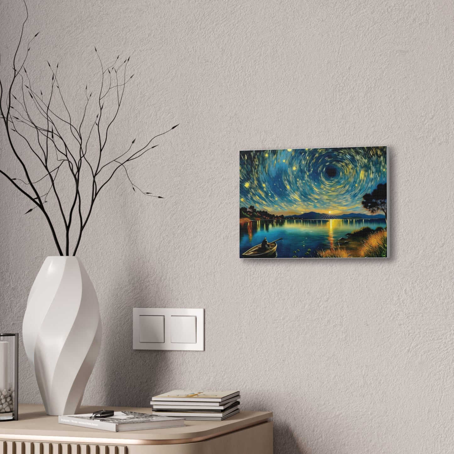 Starry Night Canvas Art - Stunning Wall Decor, Perfect Gift for Home, Office, Art Lovers, Night Sky, Space Enthusiasts